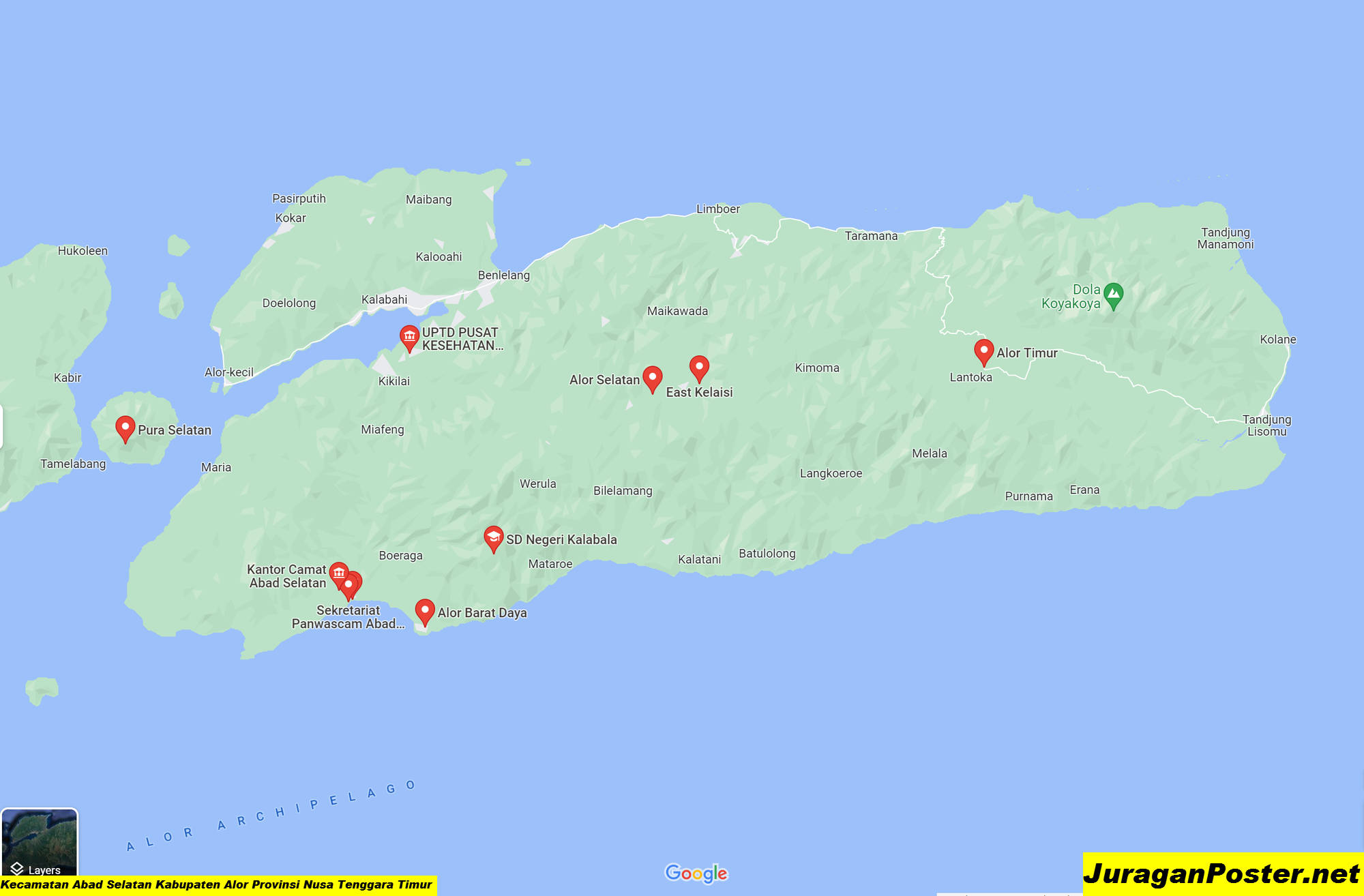 Peta Kecamatan Abad Selatan Kabupaten Alor Provinsi Nusa Tenggara Timur
