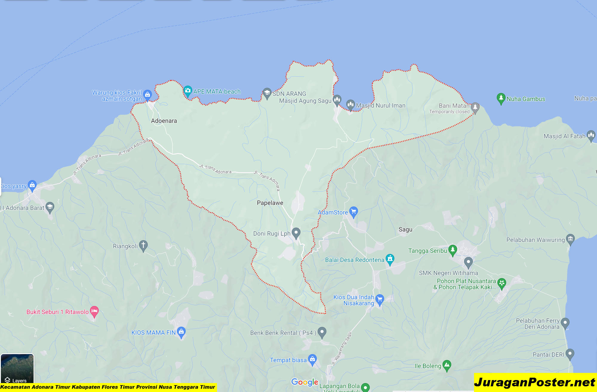 Peta Kecamatan Adonara Timur Kabupaten Flores Timur Provinsi Nusa Tenggara Timur