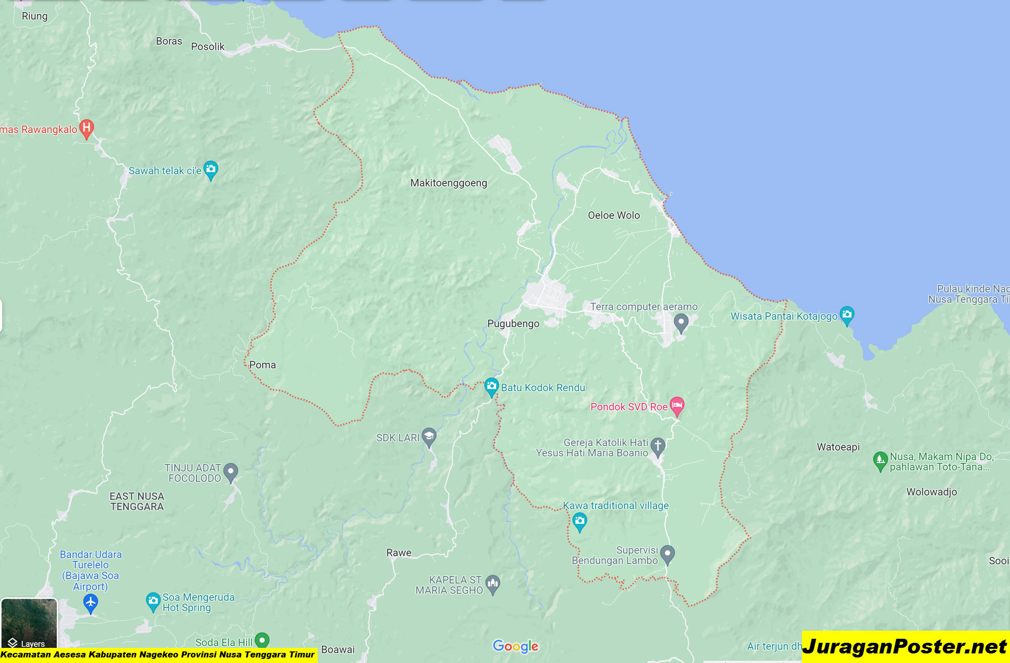 Peta Kecamatan Aesesa Kabupaten Nagekeo Provinsi Nusa Tenggara Timur