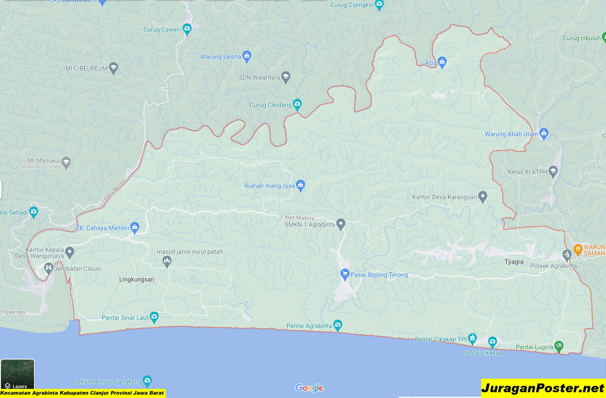 Peta Kecamatan Agrabinta Kabupaten Cianjur Provinsi Jawa Barat
