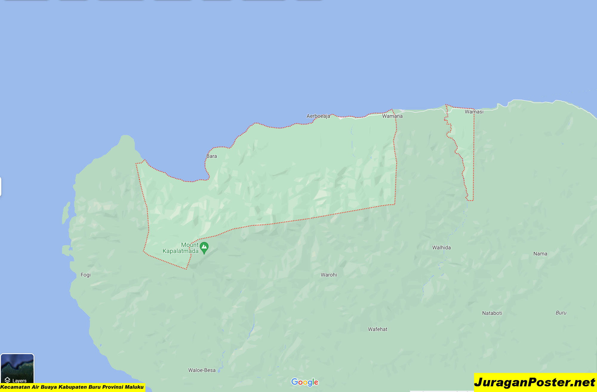 Peta Kecamatan Air Buaya Kabupaten Buru Provinsi Maluku