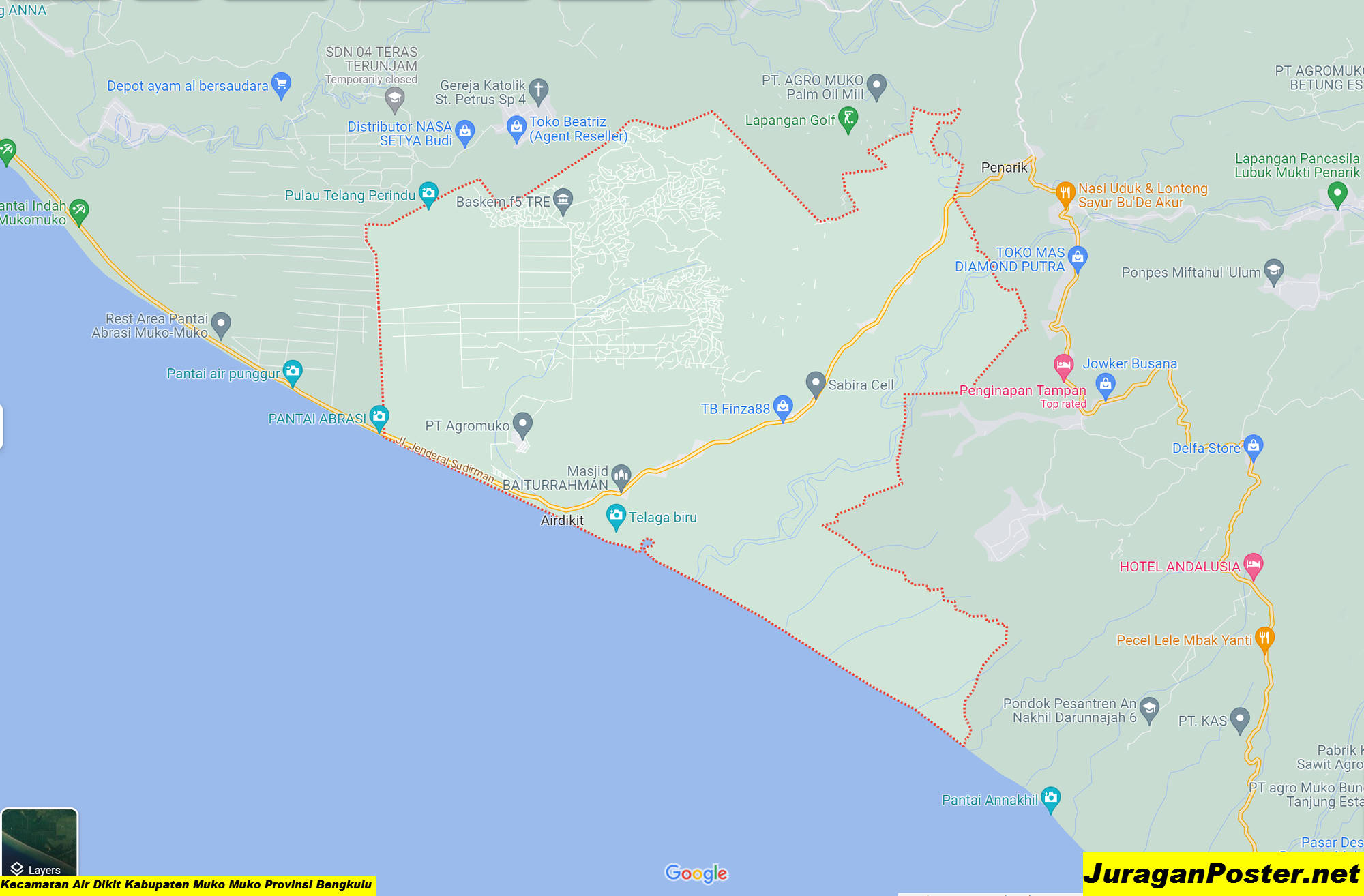 Peta Kecamatan Air Dikit Kabupaten Muko Muko Provinsi Bengkulu