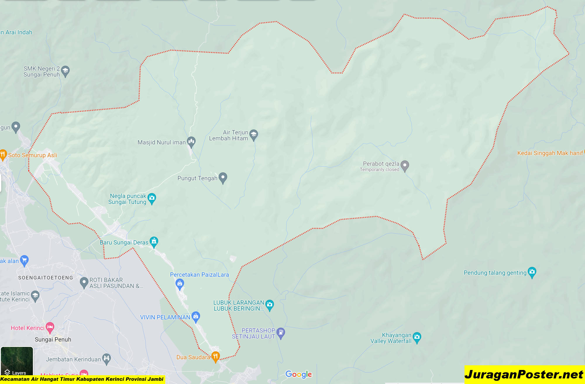 Peta Kecamatan Air Hangat Timur Kabupaten Kerinci Provinsi Jambi