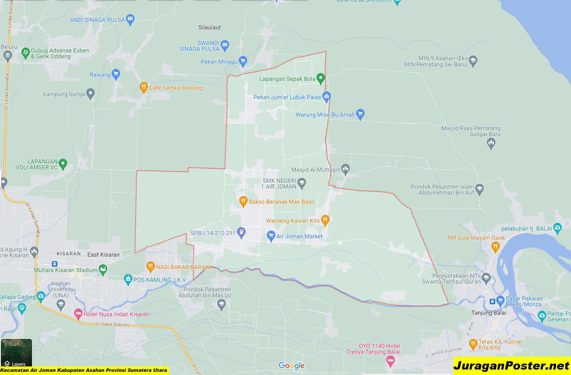Peta Kecamatan Air Joman Kabupaten Asahan Provinsi Sumatera Utara