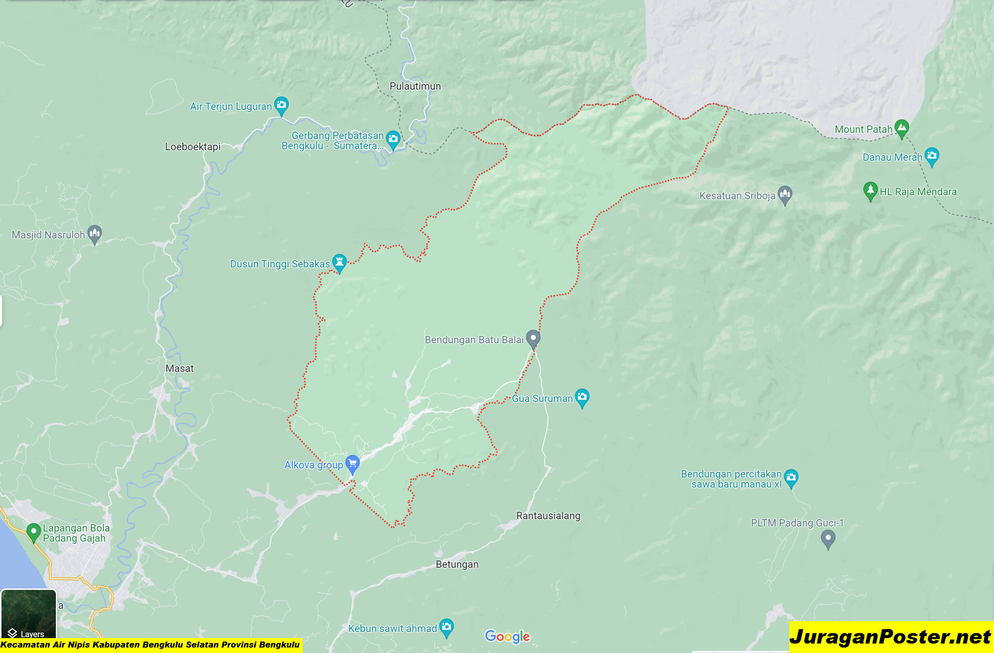 Peta Kecamatan Air Nipis Kabupaten Bengkulu Selatan Provinsi Bengkulu