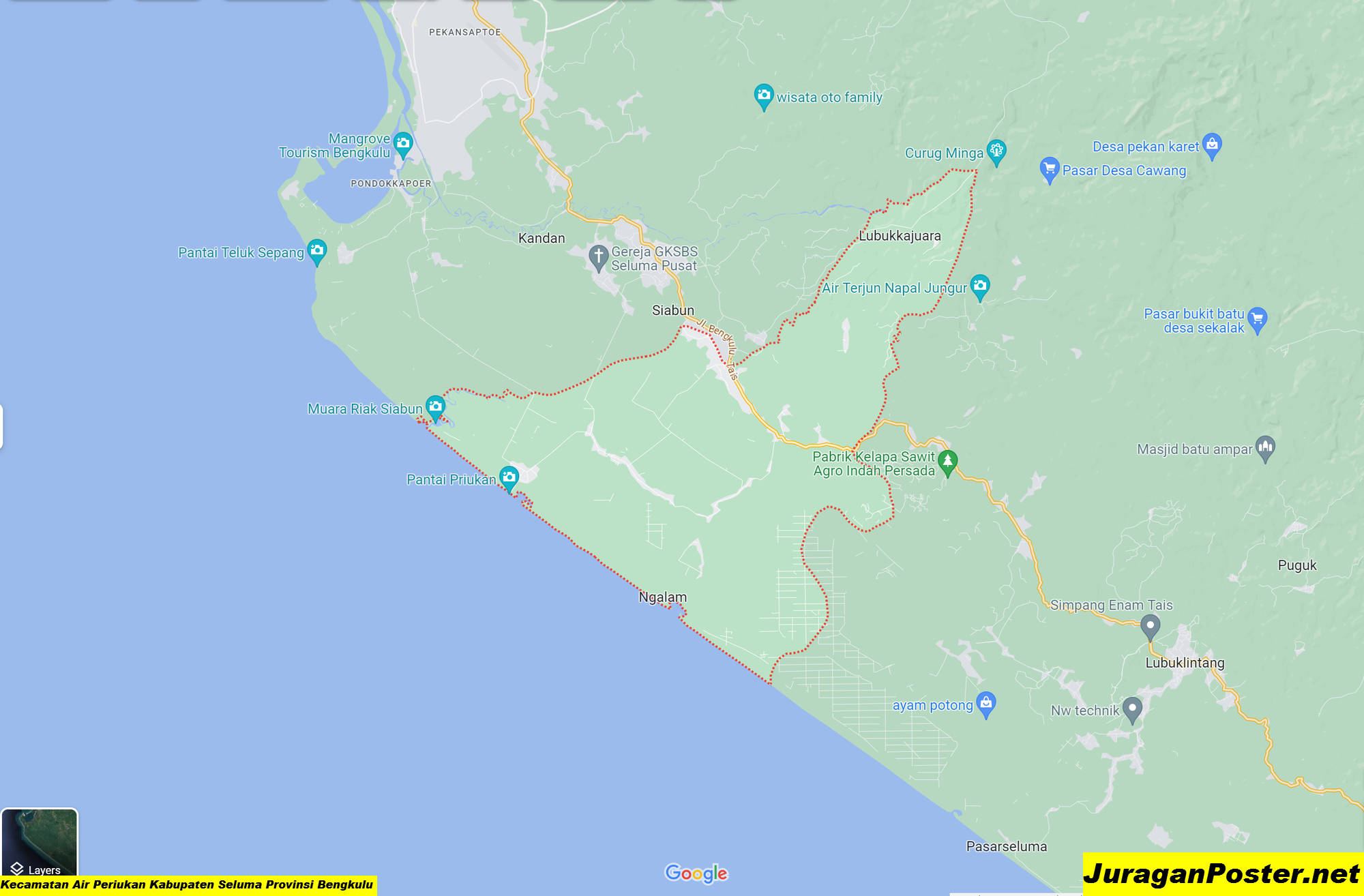 Peta Kecamatan Air Periukan Kabupaten Seluma Provinsi Bengkulu