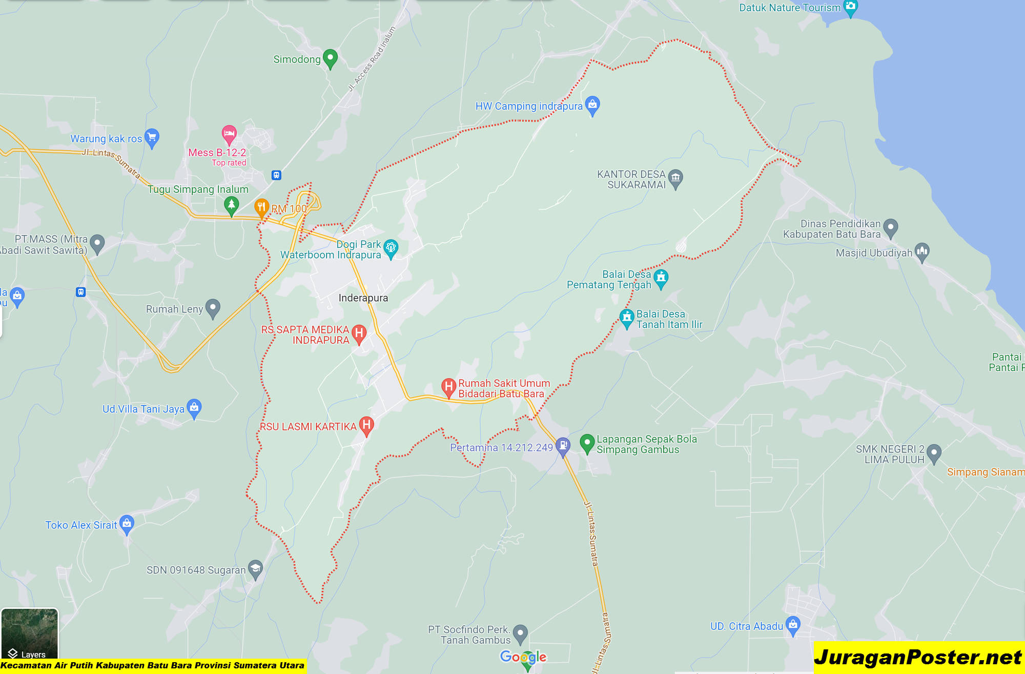 Peta Kecamatan Air Putih Kabupaten Batu Bara Provinsi Sumatera Utara