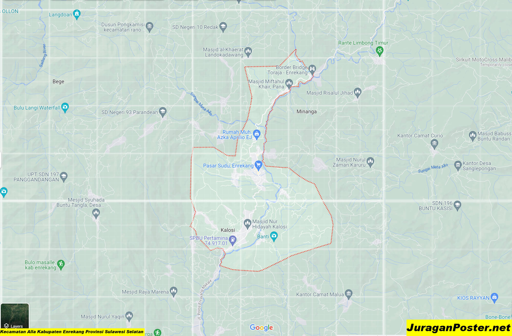 Peta Kecamatan Alla Kabupaten Enrekang Provinsi Sulawesi Selatan