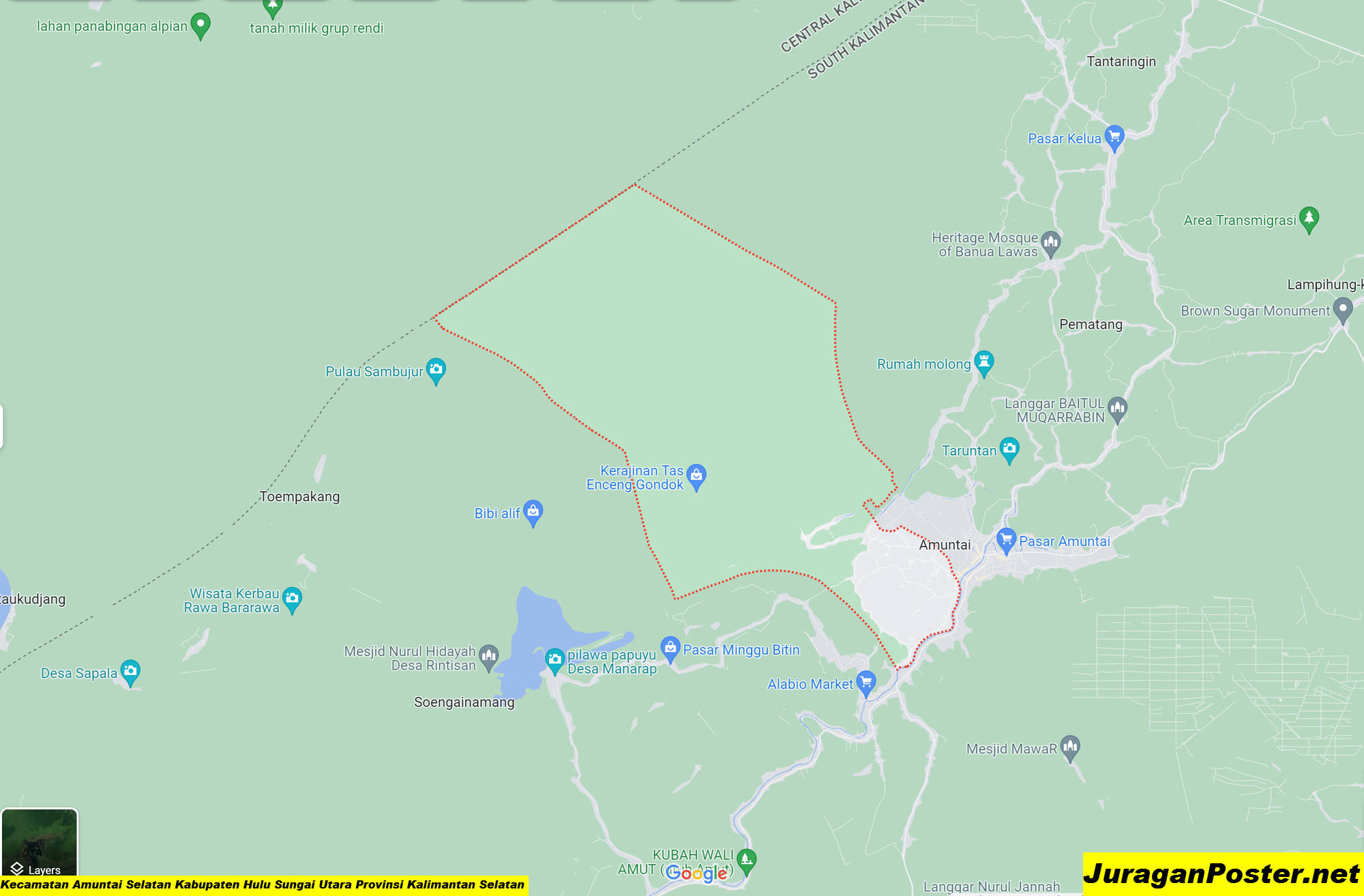 Peta Kecamatan Amuntai Selatan Kabupaten Hulu Sungai Utara Provinsi Kalimantan Selatan