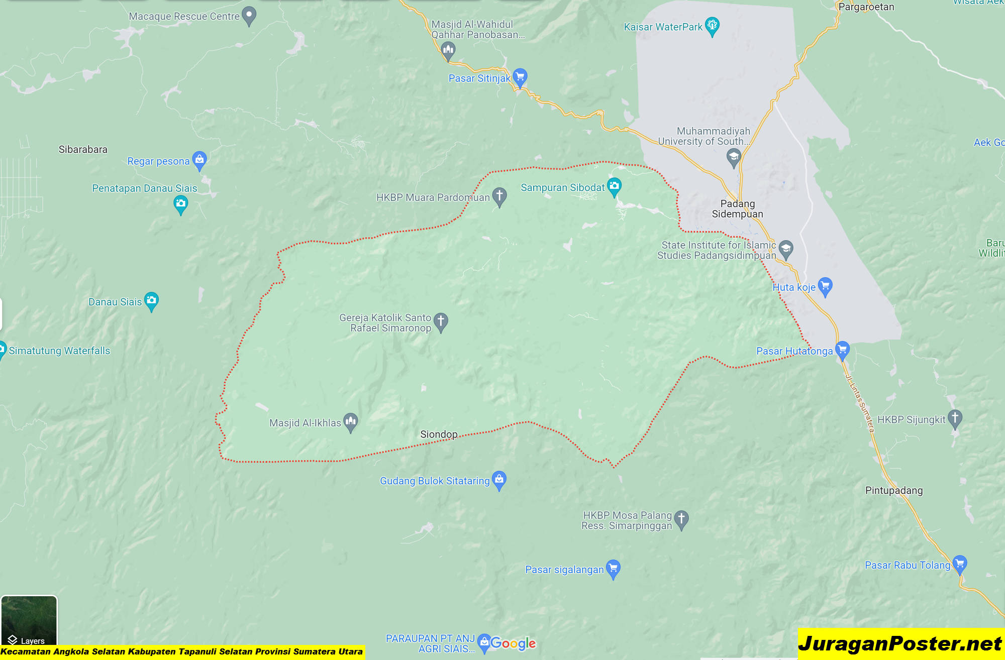 Peta Kecamatan Angkola Selatan Kabupaten Tapanuli Selatan Provinsi Sumatera Utara