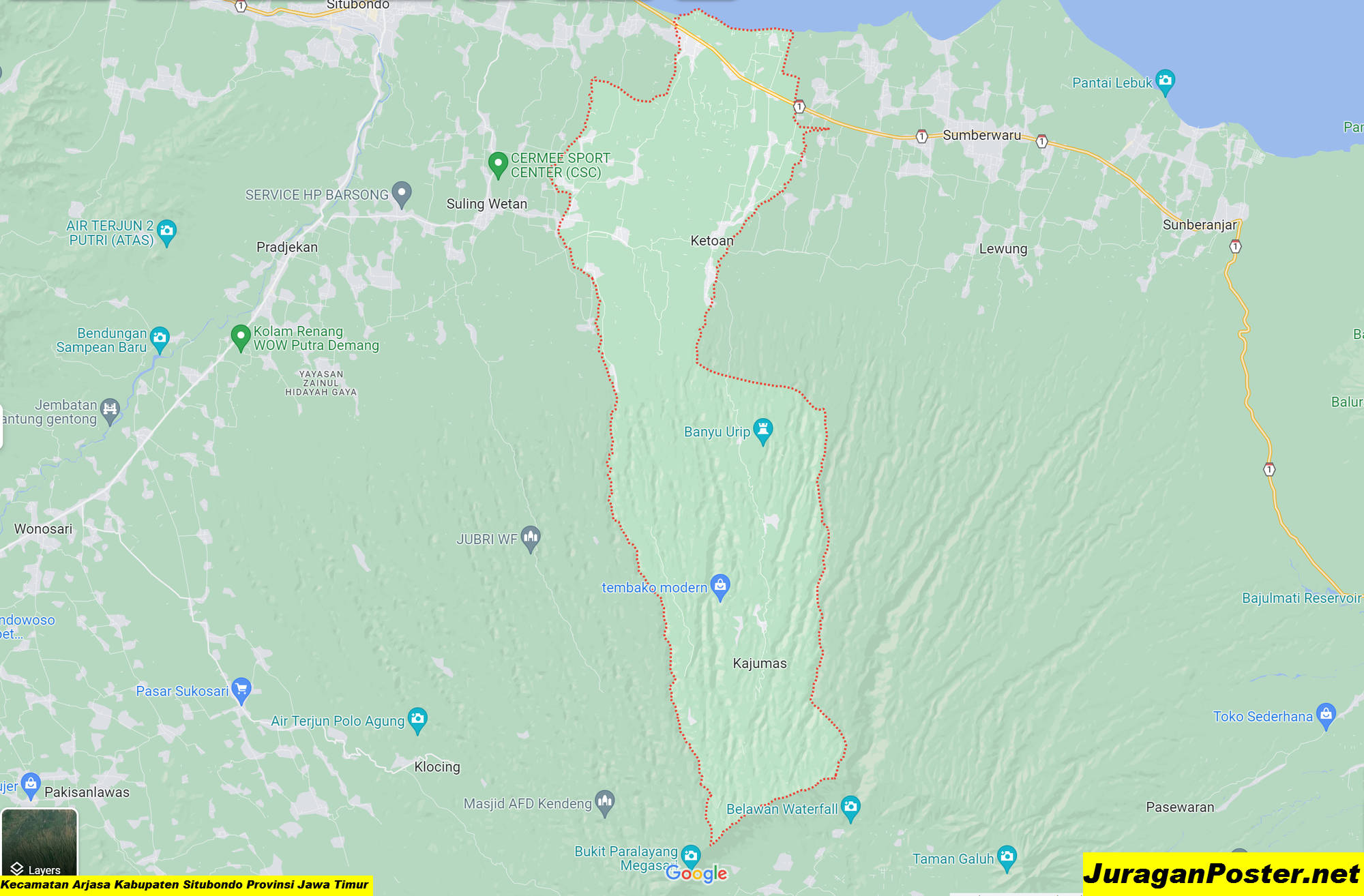 Peta Kecamatan Arjasa Kabupaten Situbondo Provinsi Jawa Timur