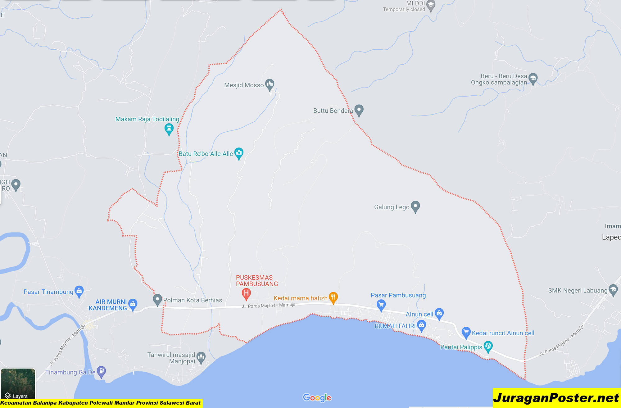 Peta Kecamatan Balanipa Kabupaten Polewali Mandar Provinsi Sulawesi Barat
