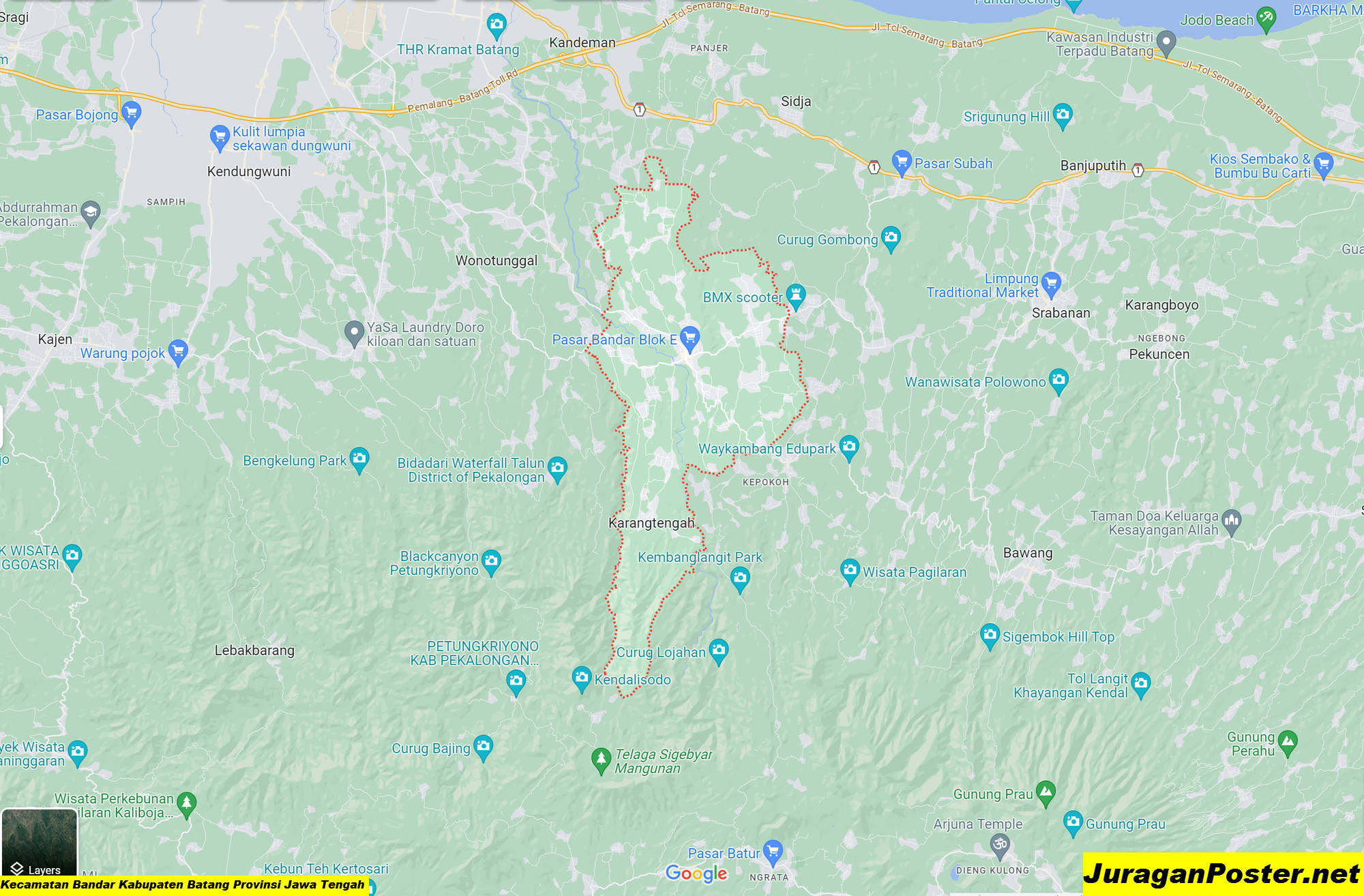 Peta Kecamatan Bandar Kabupaten Batang Provinsi Jawa Tengah