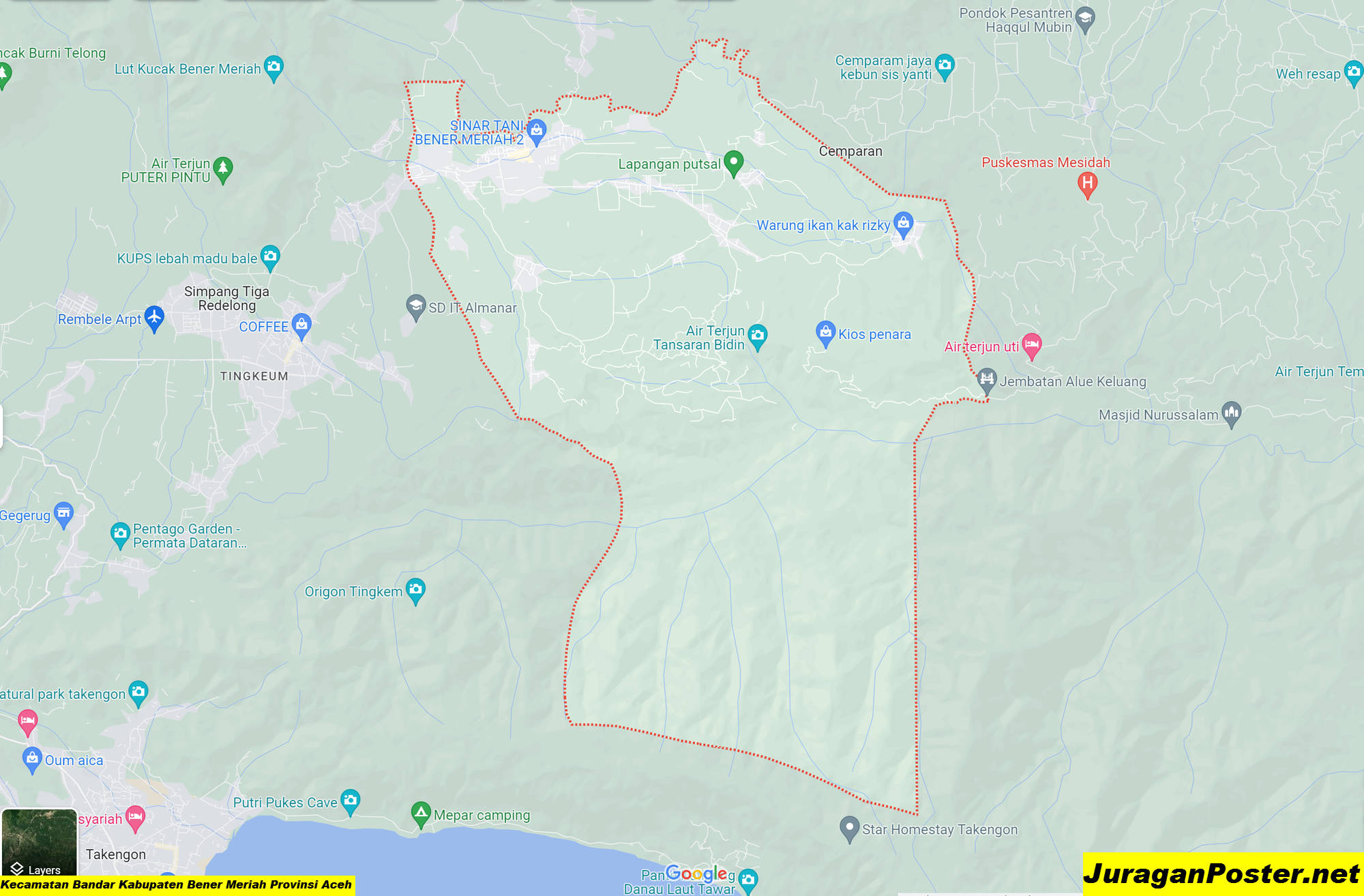 Peta Kecamatan Bandar Kabupaten Bener Meriah Provinsi Aceh