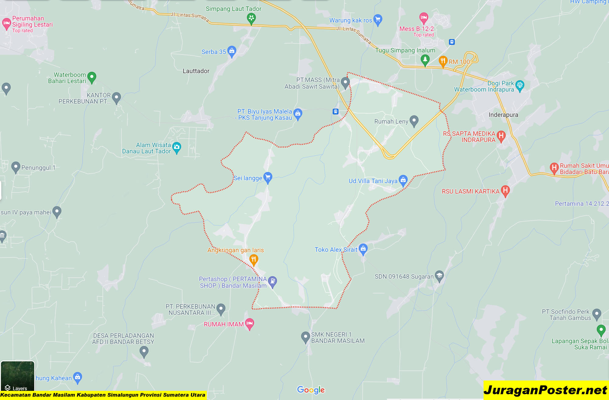 Peta Kecamatan Bandar Masilam Kabupaten Simalungun Provinsi Sumatera Utara