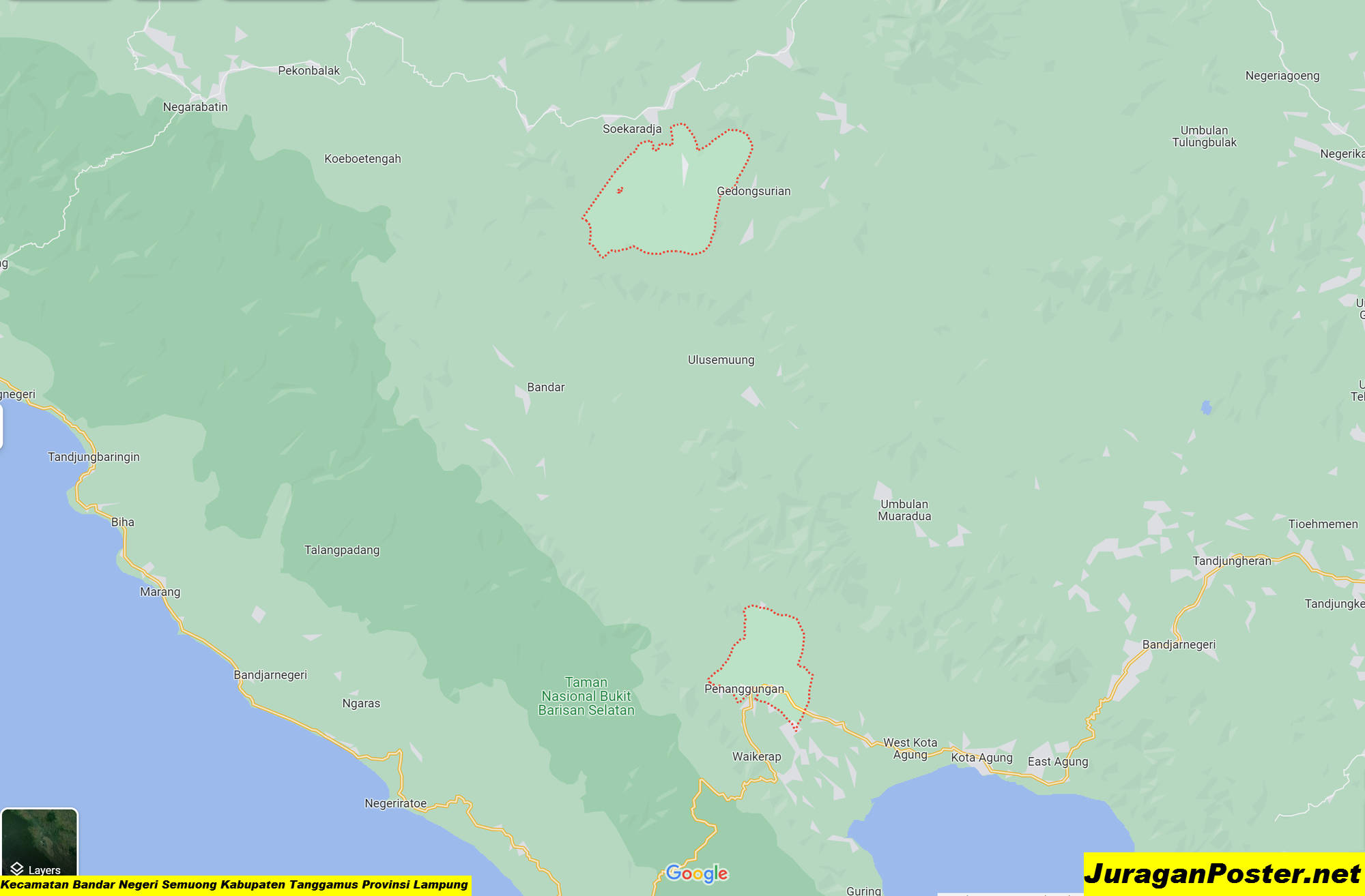 Peta Kecamatan Bandar Negeri Semuong Kabupaten Tanggamus Provinsi Lampung