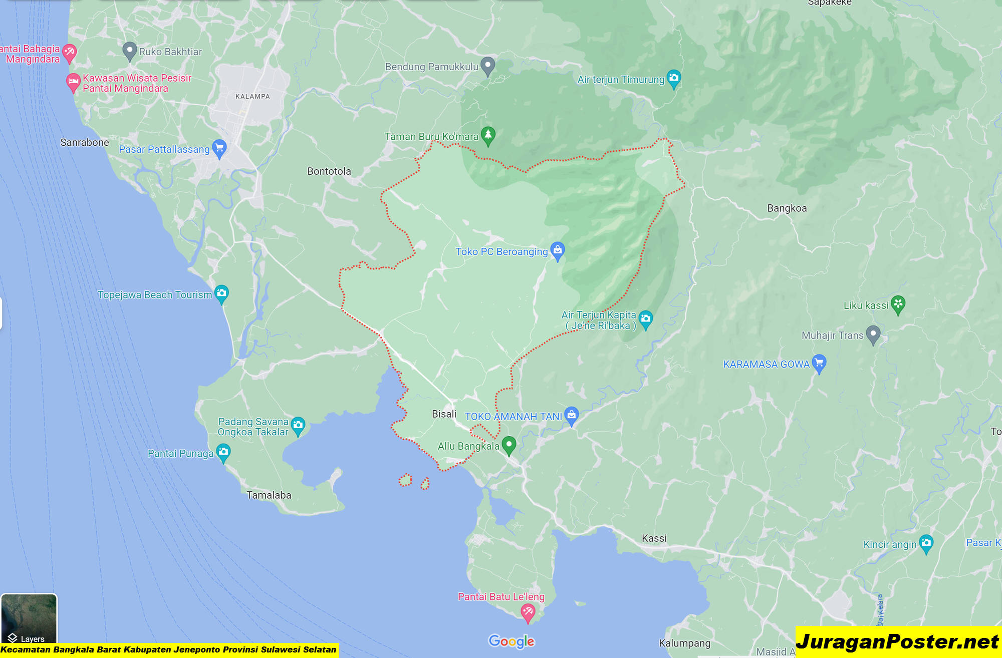 Peta Kecamatan Bangkala Barat Kabupaten Jeneponto Provinsi Sulawesi Selatan