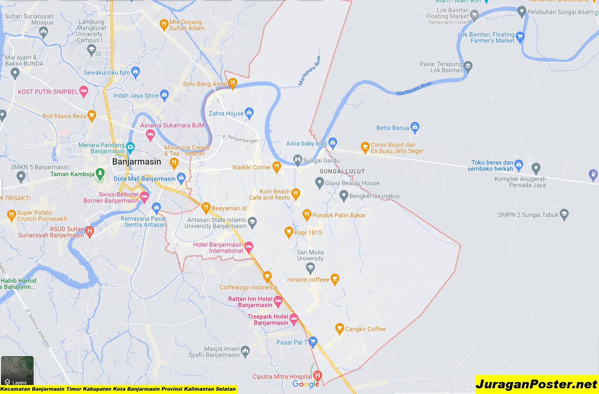 Peta Kecamatan Banjarmasin Timur Kabupaten Kota Banjarmasin Provinsi Kalimantan Selatan