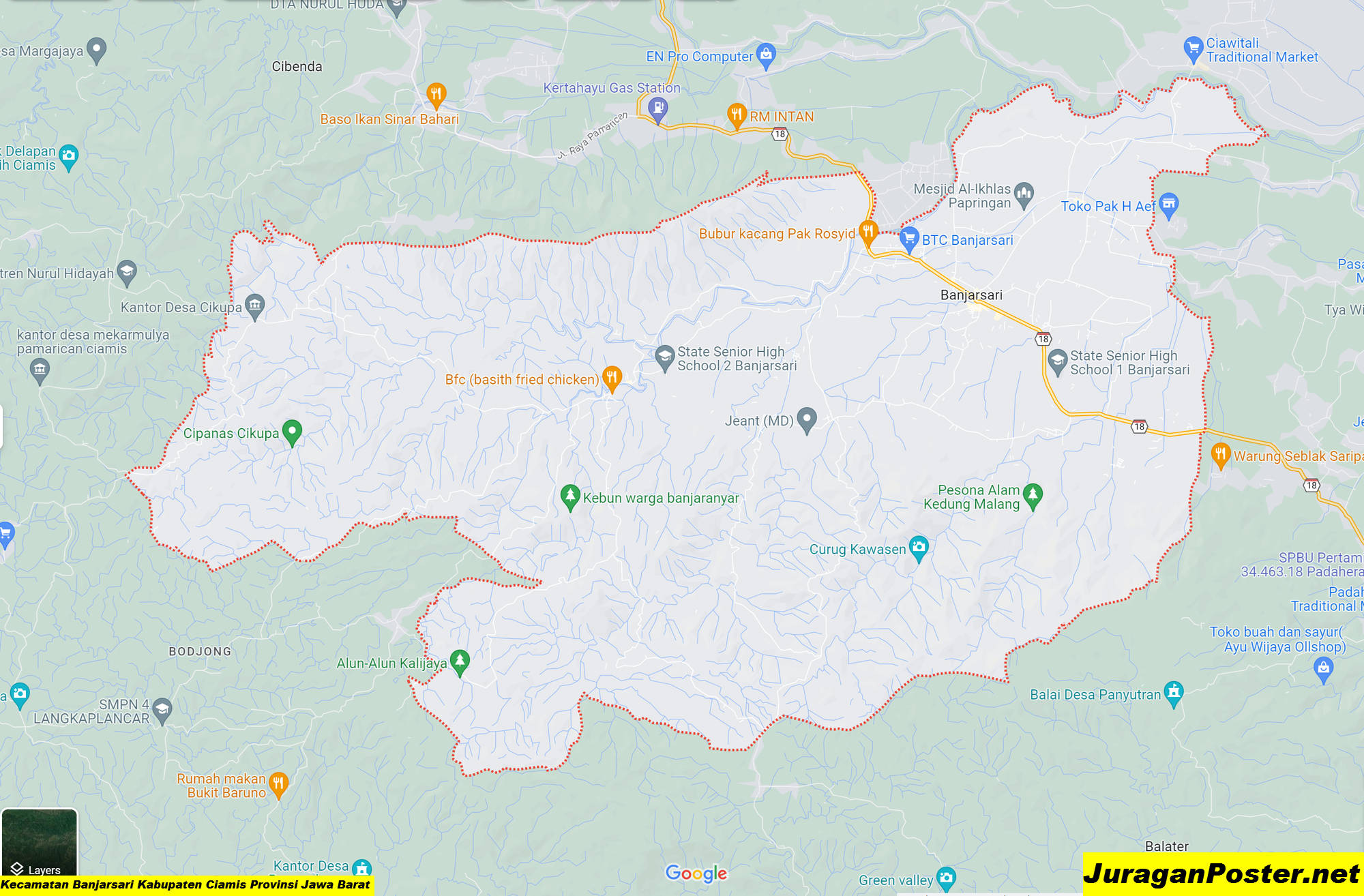 Peta Kecamatan Banjarsari Kabupaten Ciamis Provinsi Jawa Barat