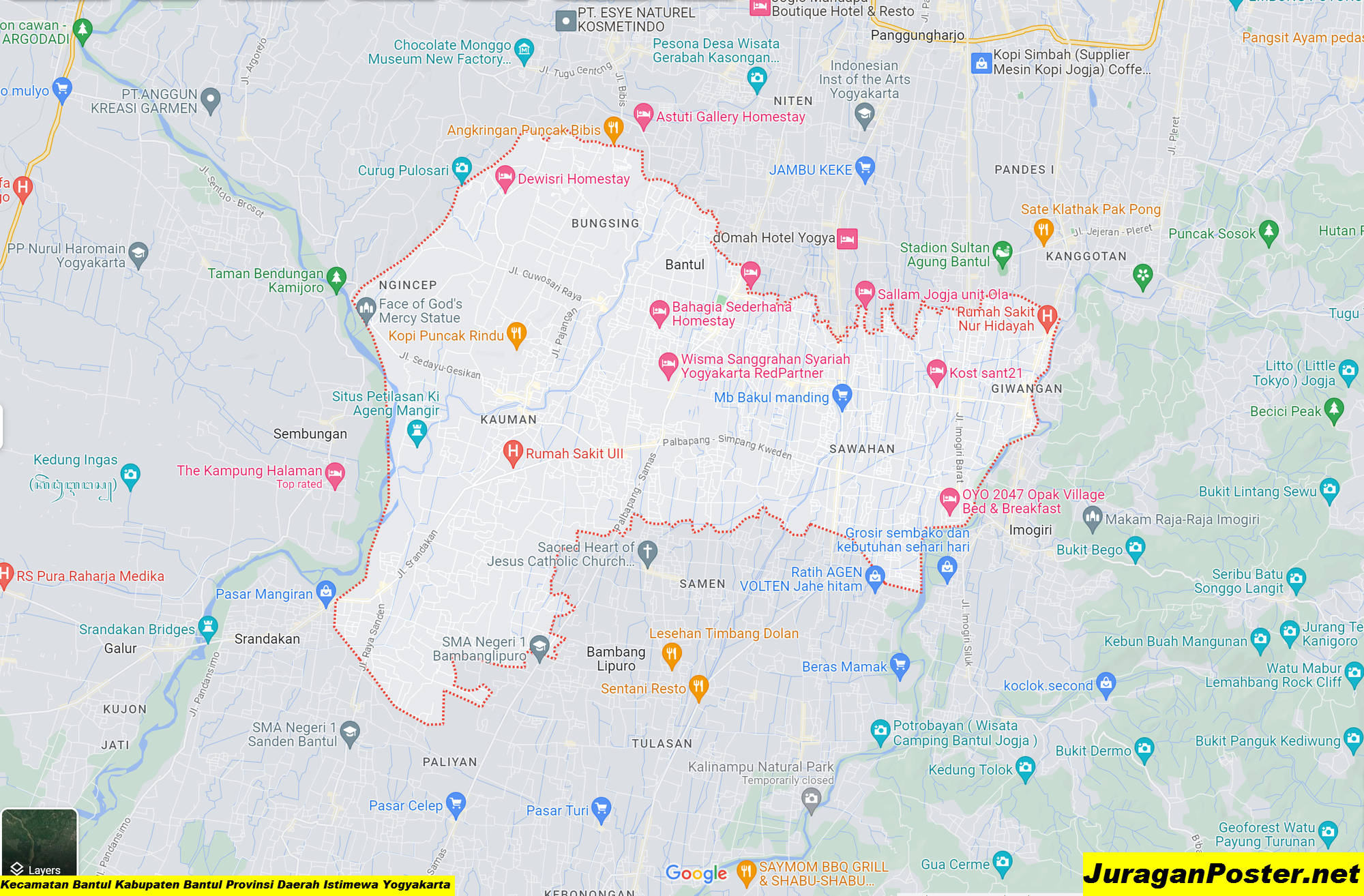 Peta Kecamatan Bantul Kabupaten Bantul Provinsi Daerah Istimewa Yogyakarta