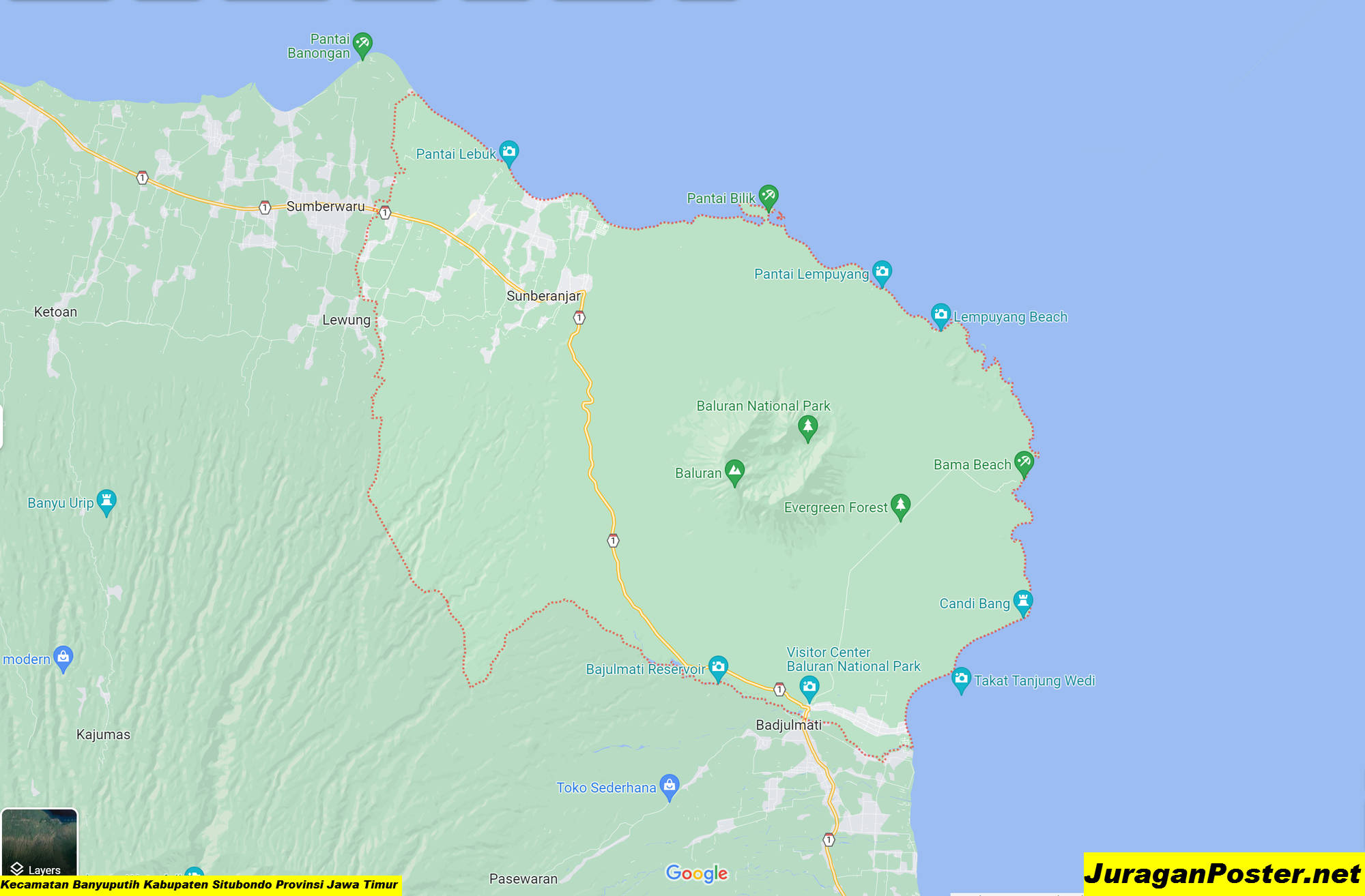 Peta Kecamatan Banyuputih Kabupaten Situbondo Provinsi Jawa Timur