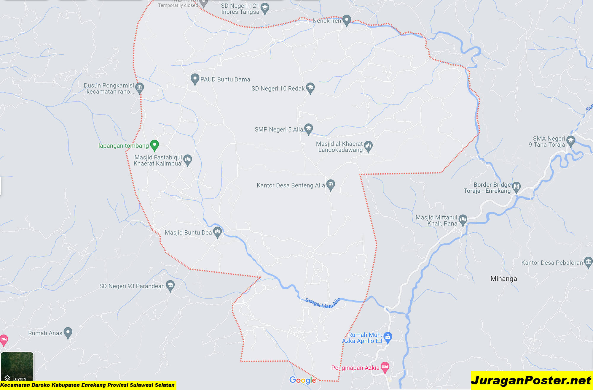 Peta Kecamatan Baroko Kabupaten Enrekang Provinsi Sulawesi Selatan