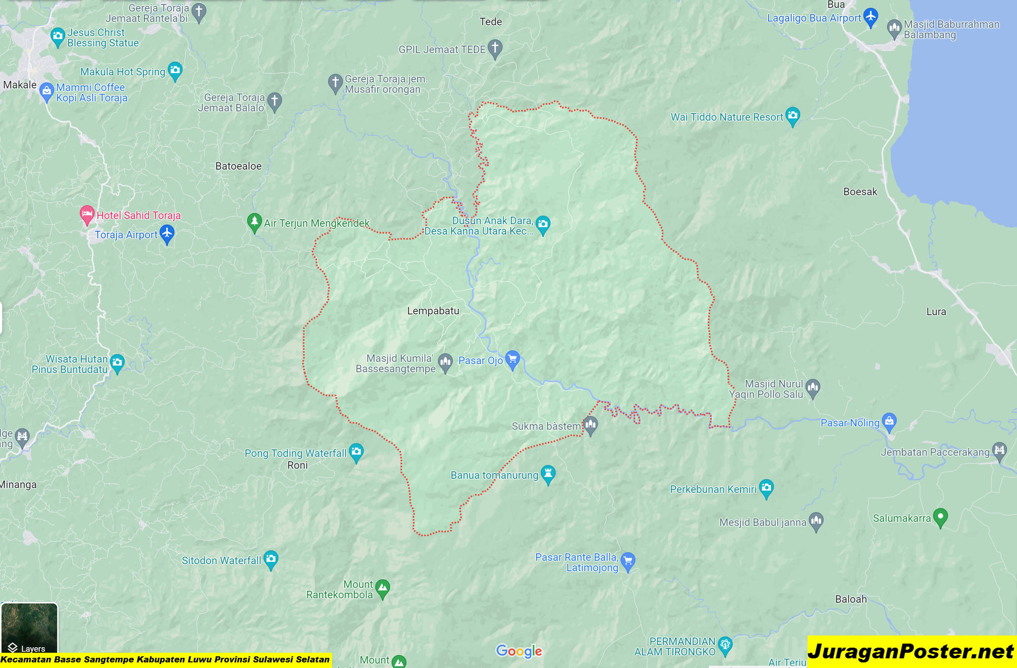 Peta Kecamatan Basse Sangtempe Kabupaten Luwu Provinsi Sulawesi Selatan