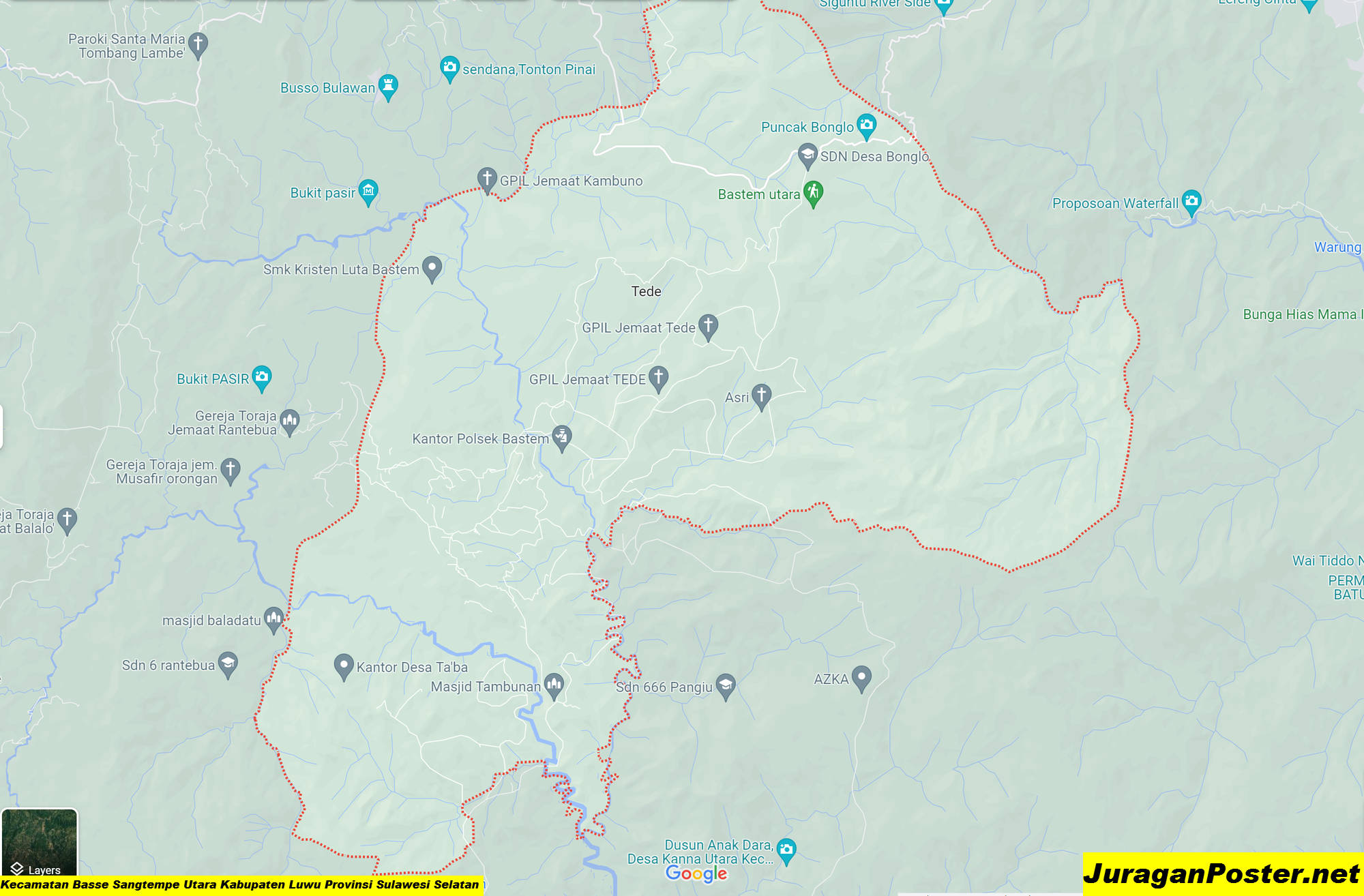 Peta Kecamatan Basse Sangtempe Utara Kabupaten Luwu Provinsi Sulawesi Selatan