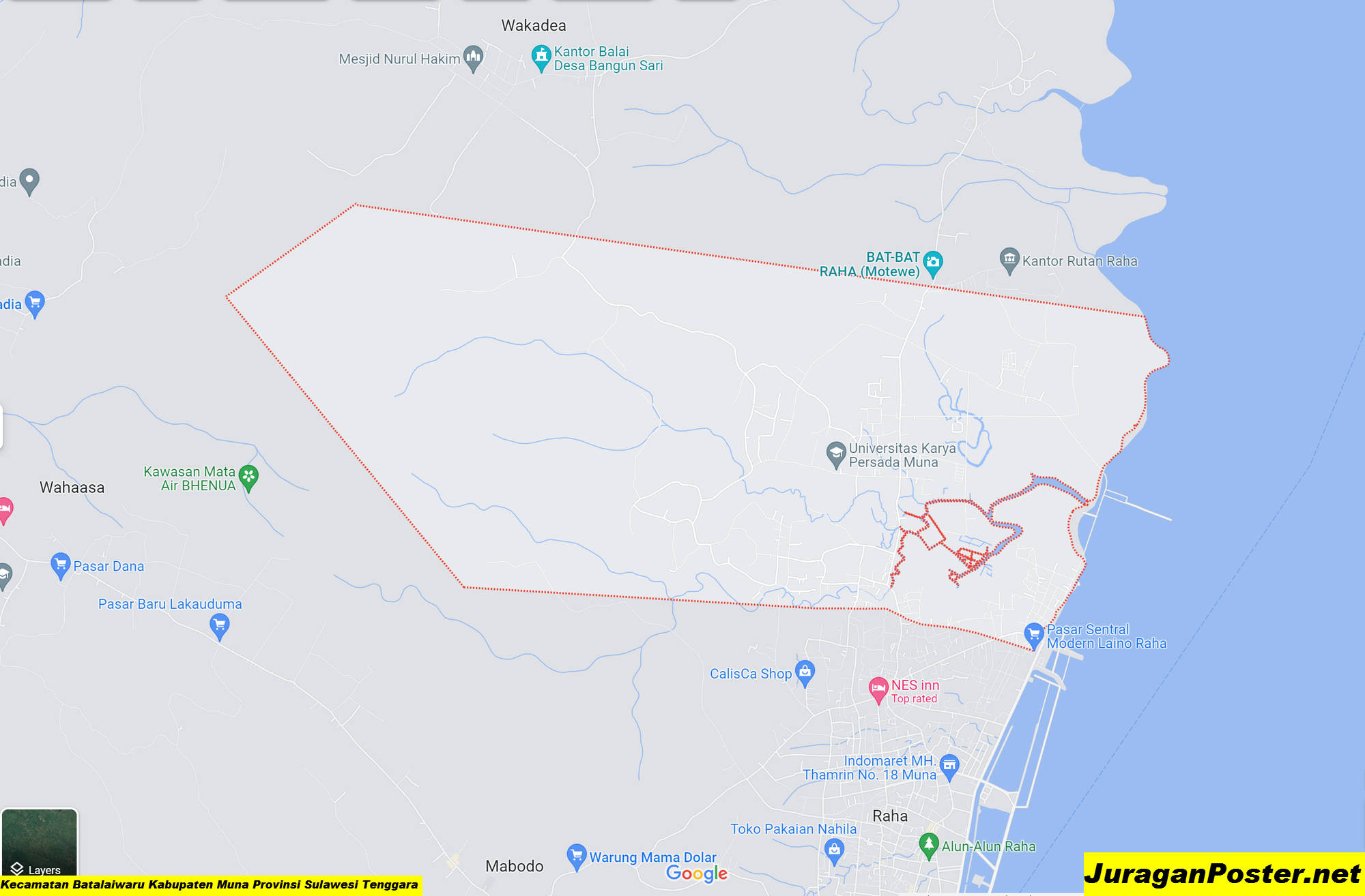 Peta Kecamatan Batalaiwaru Kabupaten Muna Provinsi Sulawesi Tenggara
