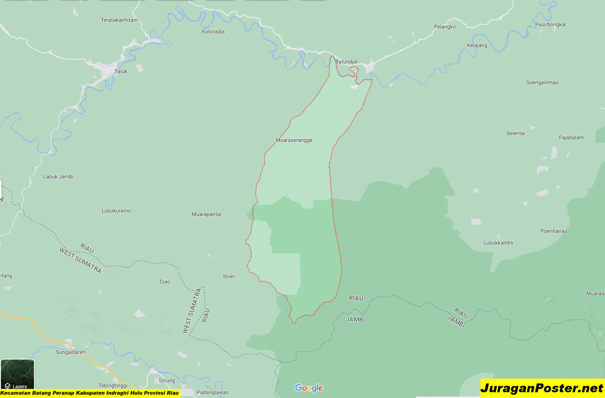 Peta Kecamatan Batang Peranap Kabupaten Indragiri Hulu Provinsi Riau