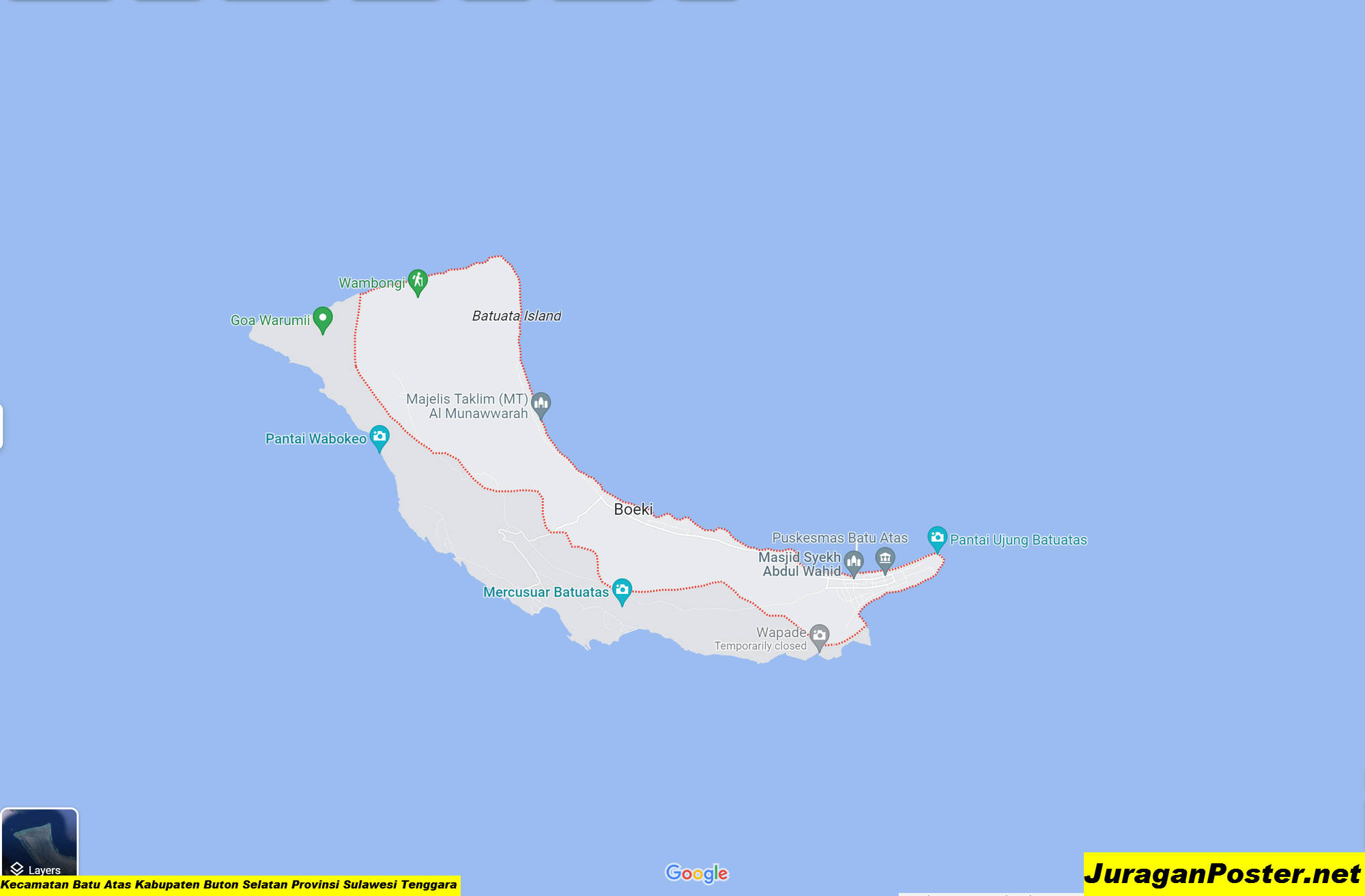 Peta Kecamatan Batu Atas Kabupaten Buton Selatan Provinsi Sulawesi Tenggara