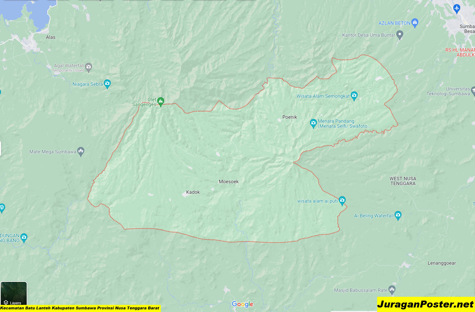 Peta Kecamatan Batu Lanteh Kabupaten Sumbawa Provinsi Nusa Tenggara Barat