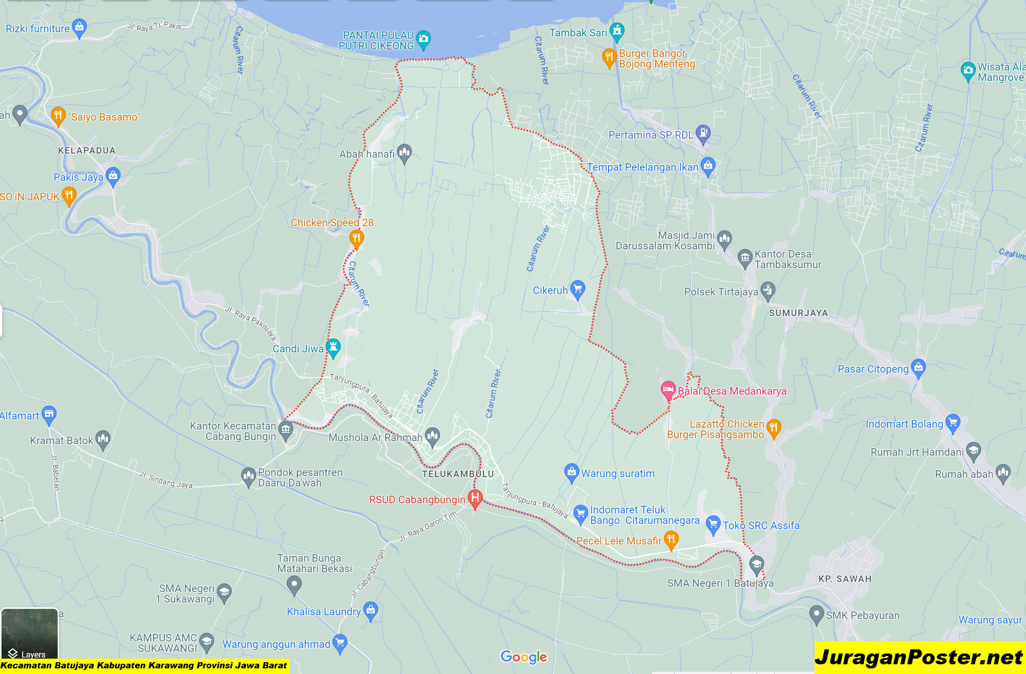 Peta Kecamatan Batujaya Kabupaten Karawang Provinsi Jawa Barat