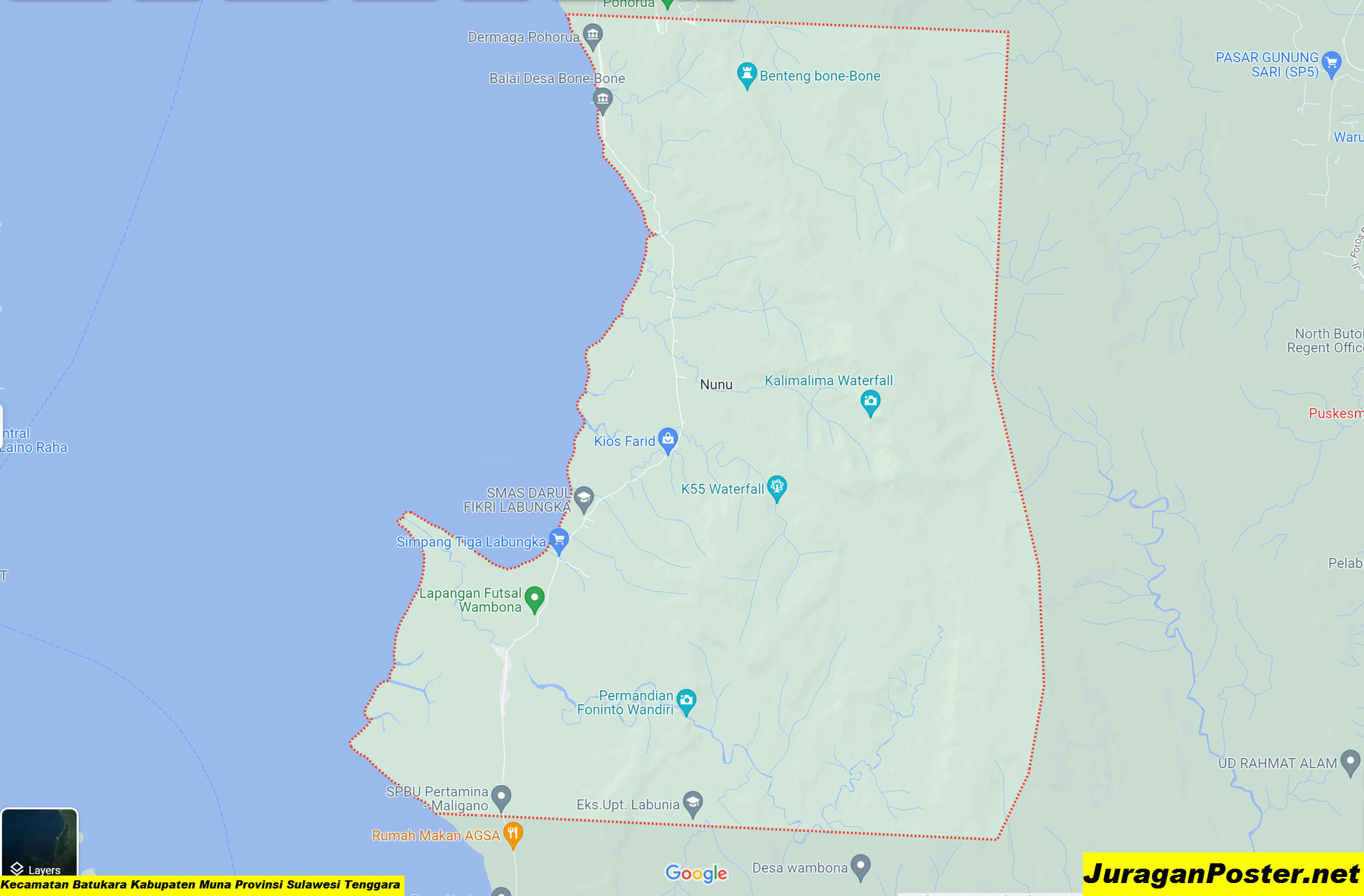Peta Kecamatan Batukara Kabupaten Muna Provinsi Sulawesi Tenggara