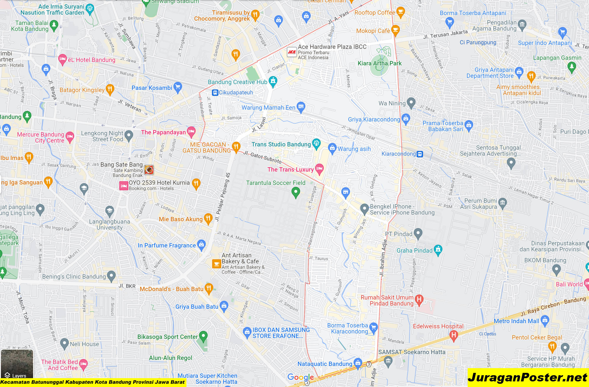 Peta Kecamatan Batununggal Kabupaten Kota Bandung Provinsi Jawa Barat