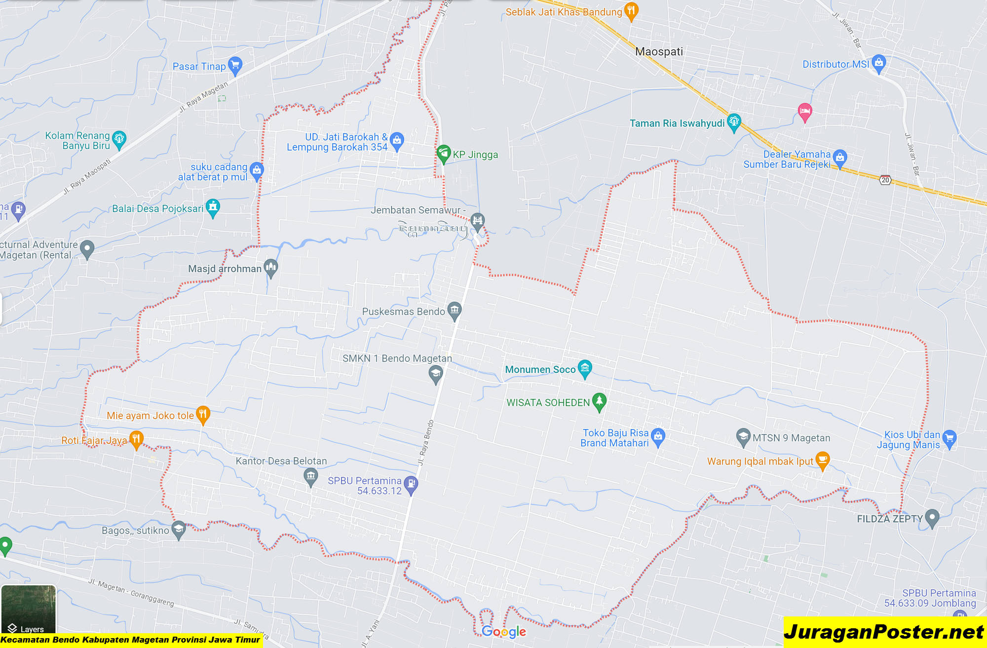 Peta Kecamatan Bendo Kabupaten Magetan Provinsi Jawa Timur
