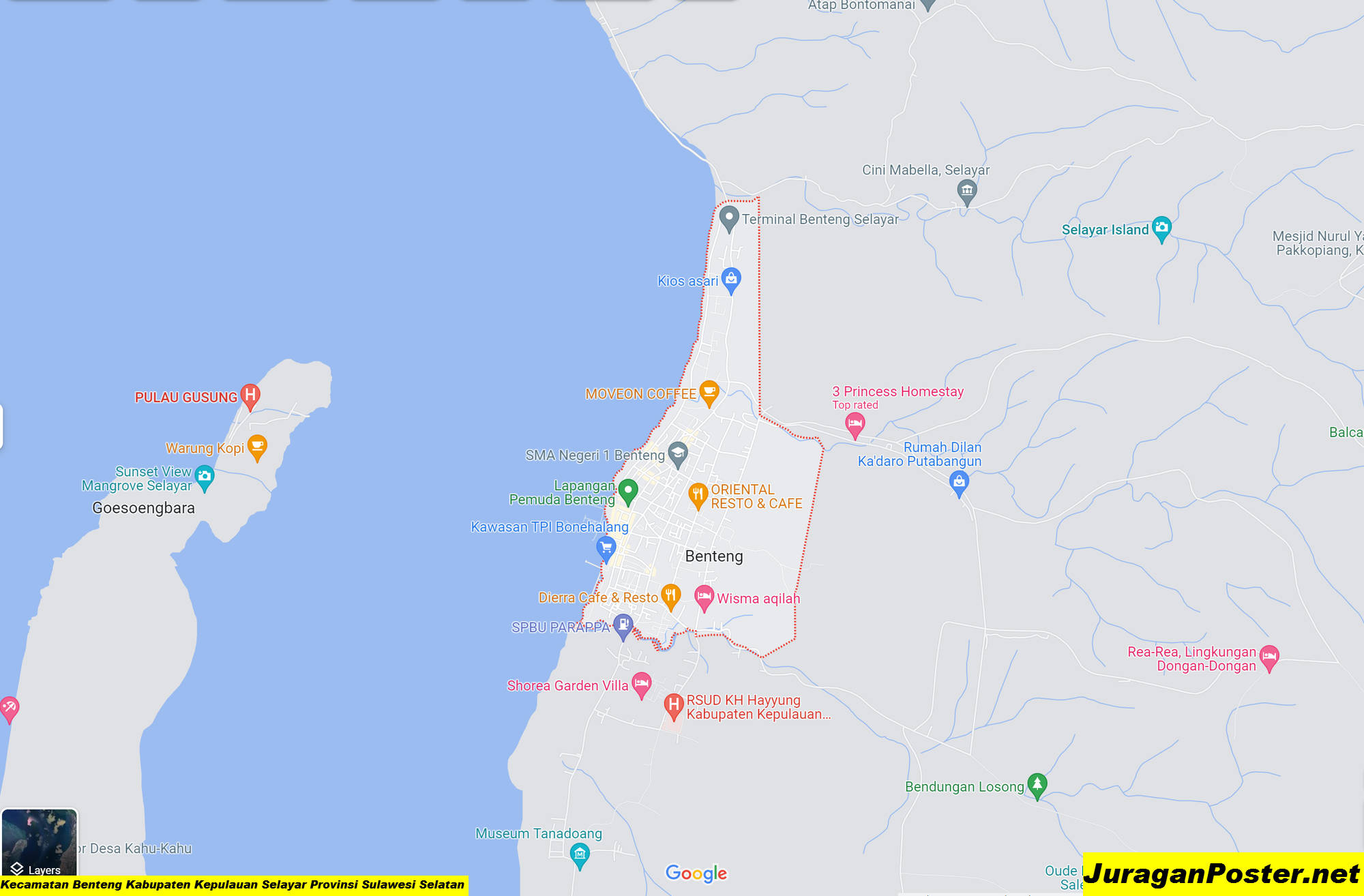 Peta Kecamatan Benteng Kabupaten Kepulauan Selayar Provinsi Sulawesi Selatan