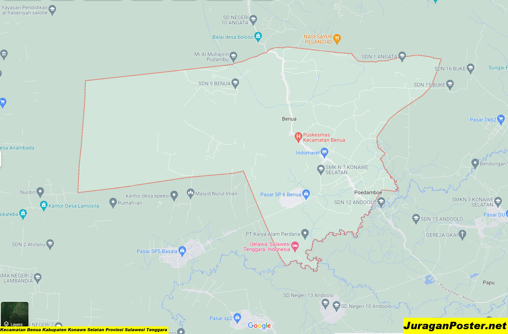 Peta Kecamatan Benua Kabupaten Konawe Selatan Provinsi Sulawesi Tenggara