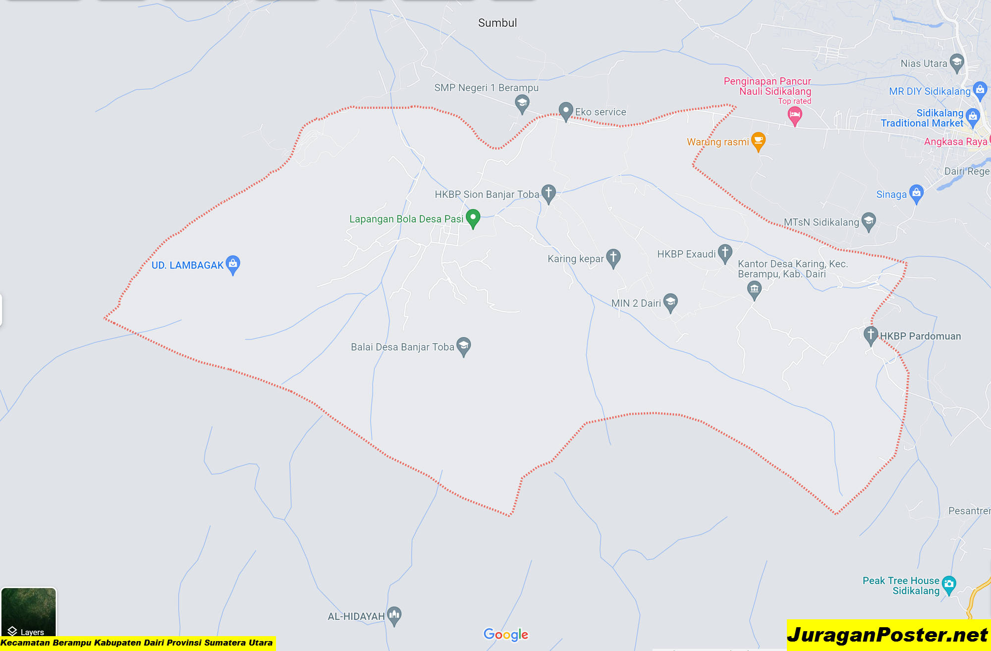 Peta Kecamatan Berampu Kabupaten Dairi Provinsi Sumatera Utara