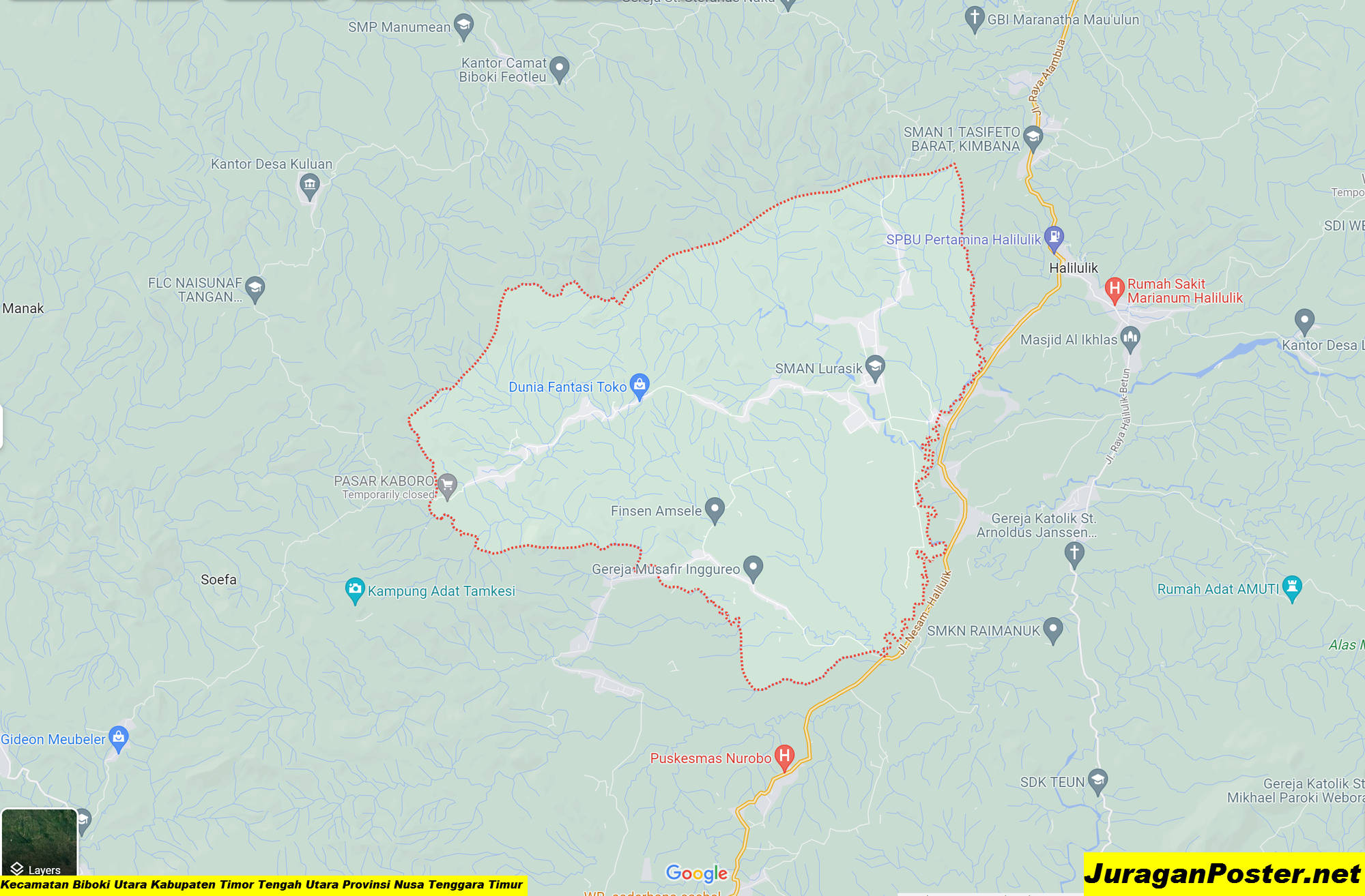 Peta Kecamatan Biboki Utara Kabupaten Timor Tengah Utara Provinsi Nusa Tenggara Timur