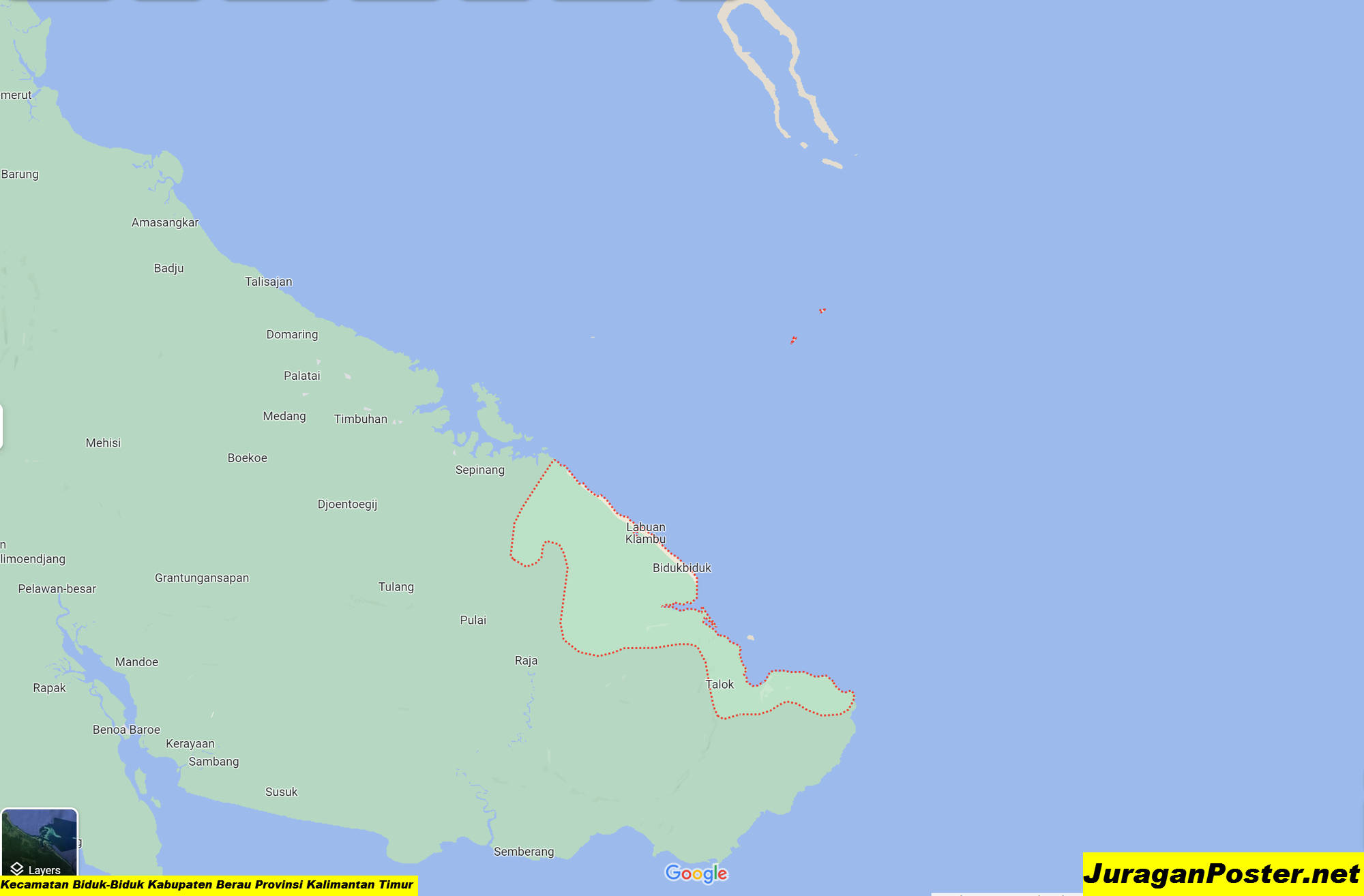 Peta Kecamatan Biduk-Biduk Kabupaten Berau Provinsi Kalimantan Timur