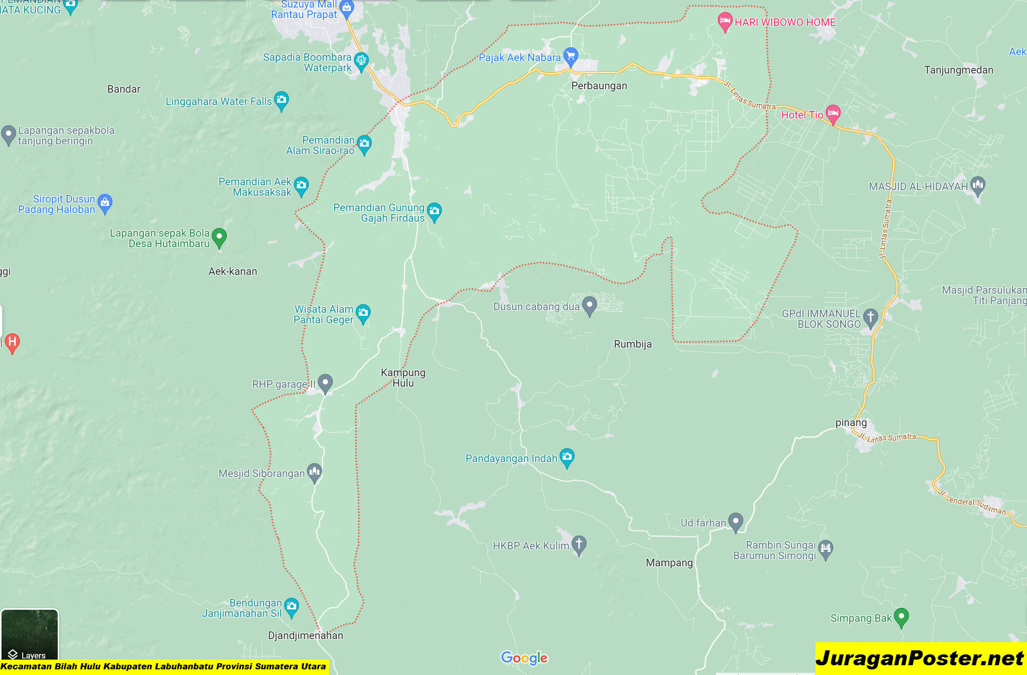 Peta Kecamatan Bilah Hulu Kabupaten Labuhanbatu Provinsi Sumatera Utara