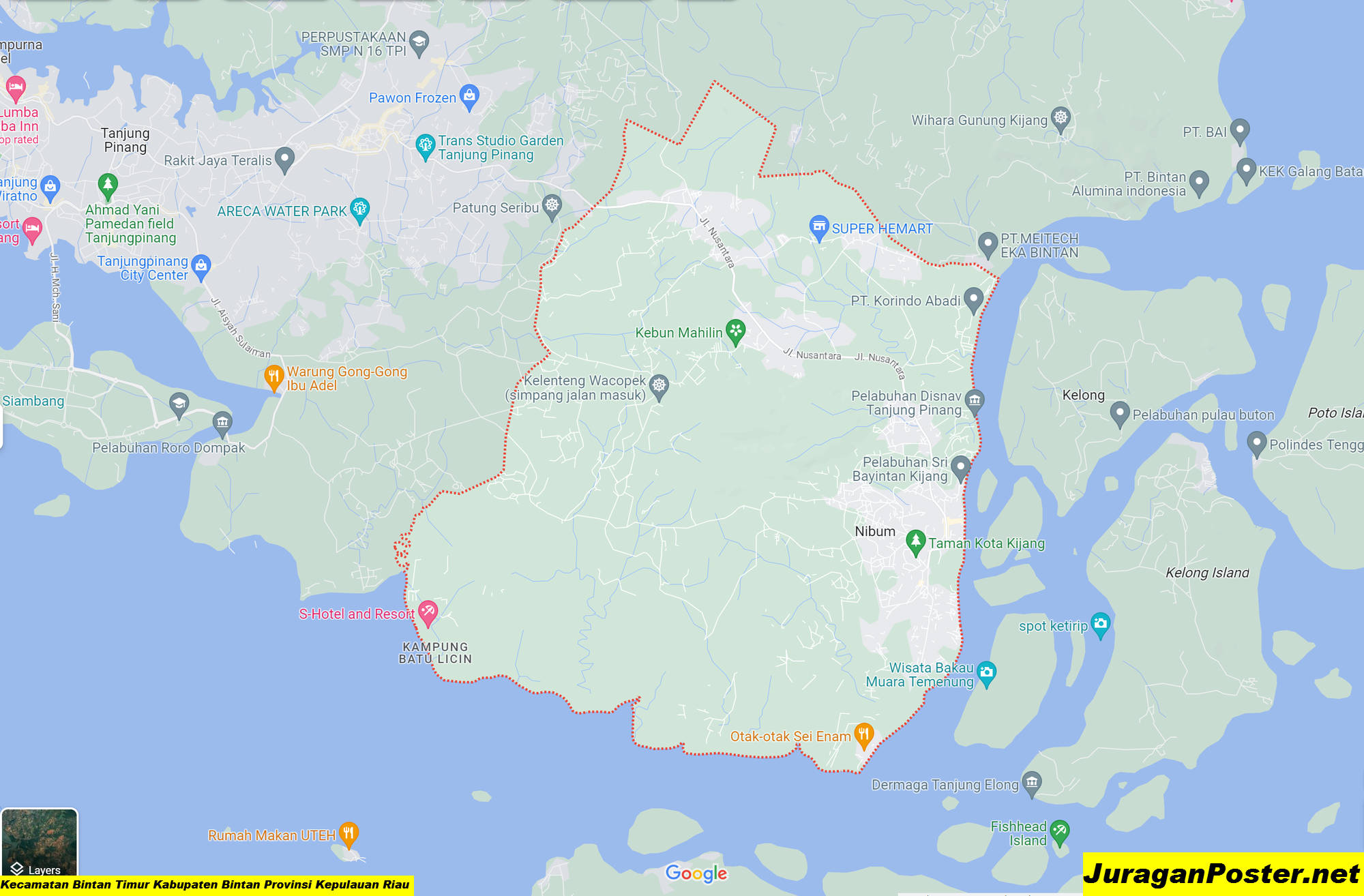 Peta Kecamatan Bintan Timur Kabupaten Bintan Provinsi Kepulauan Riau