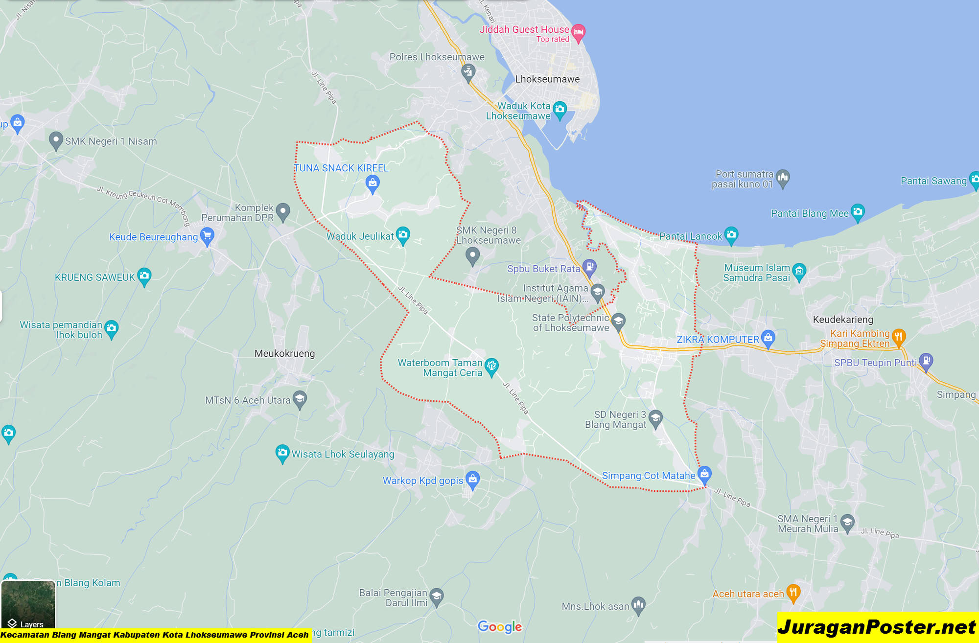 Peta Kecamatan Blang Mangat Kabupaten Kota Lhokseumawe Provinsi Aceh