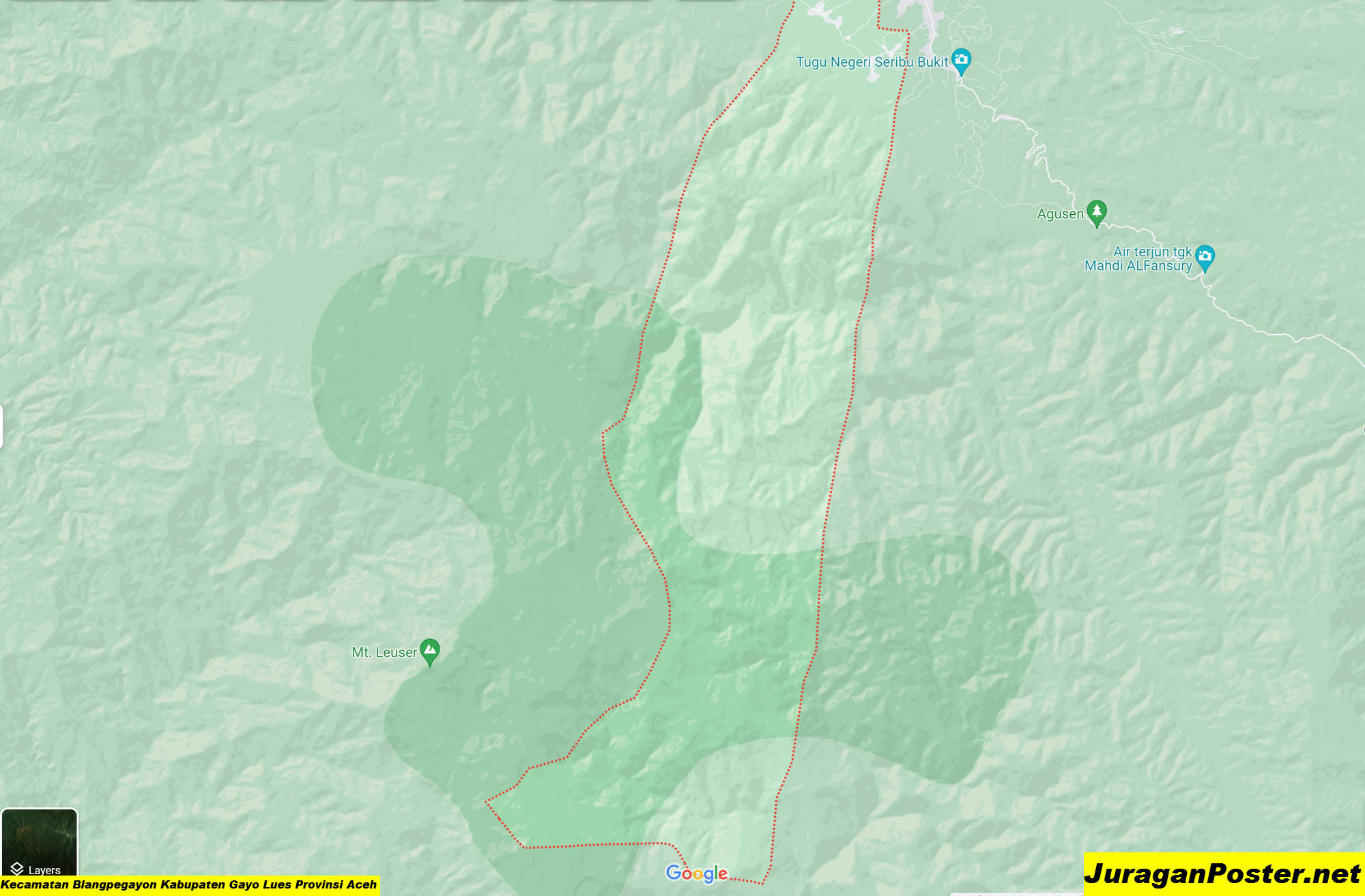 Peta Kecamatan Blangpegayon Kabupaten Gayo Lues Provinsi Aceh