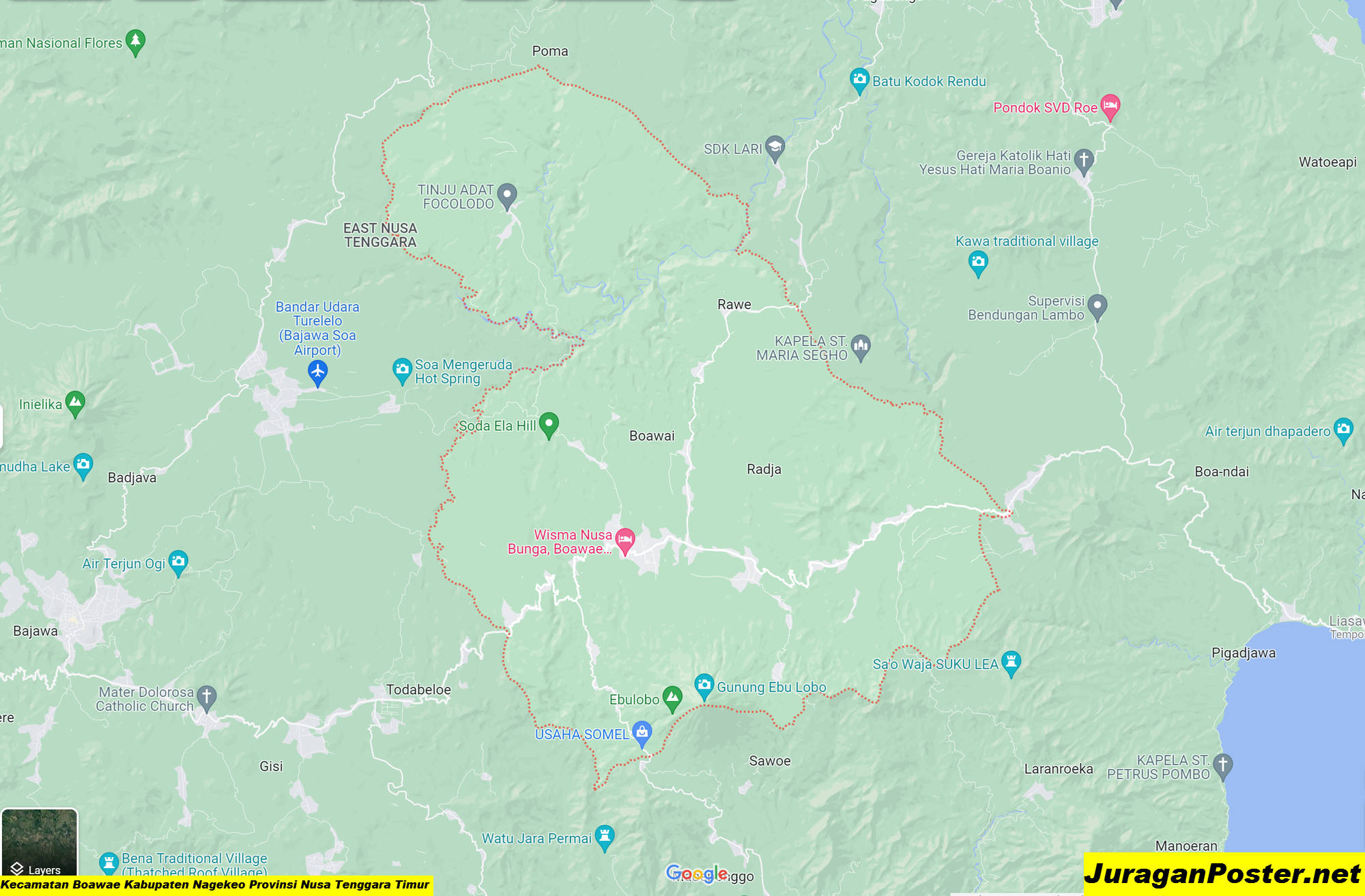 Peta Kecamatan Boawae Kabupaten Nagekeo Provinsi Nusa Tenggara Timur