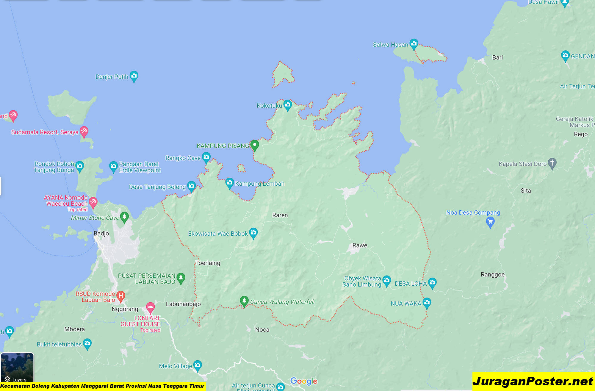 Peta Kecamatan Boleng Kabupaten Manggarai Barat Provinsi Nusa Tenggara Timur