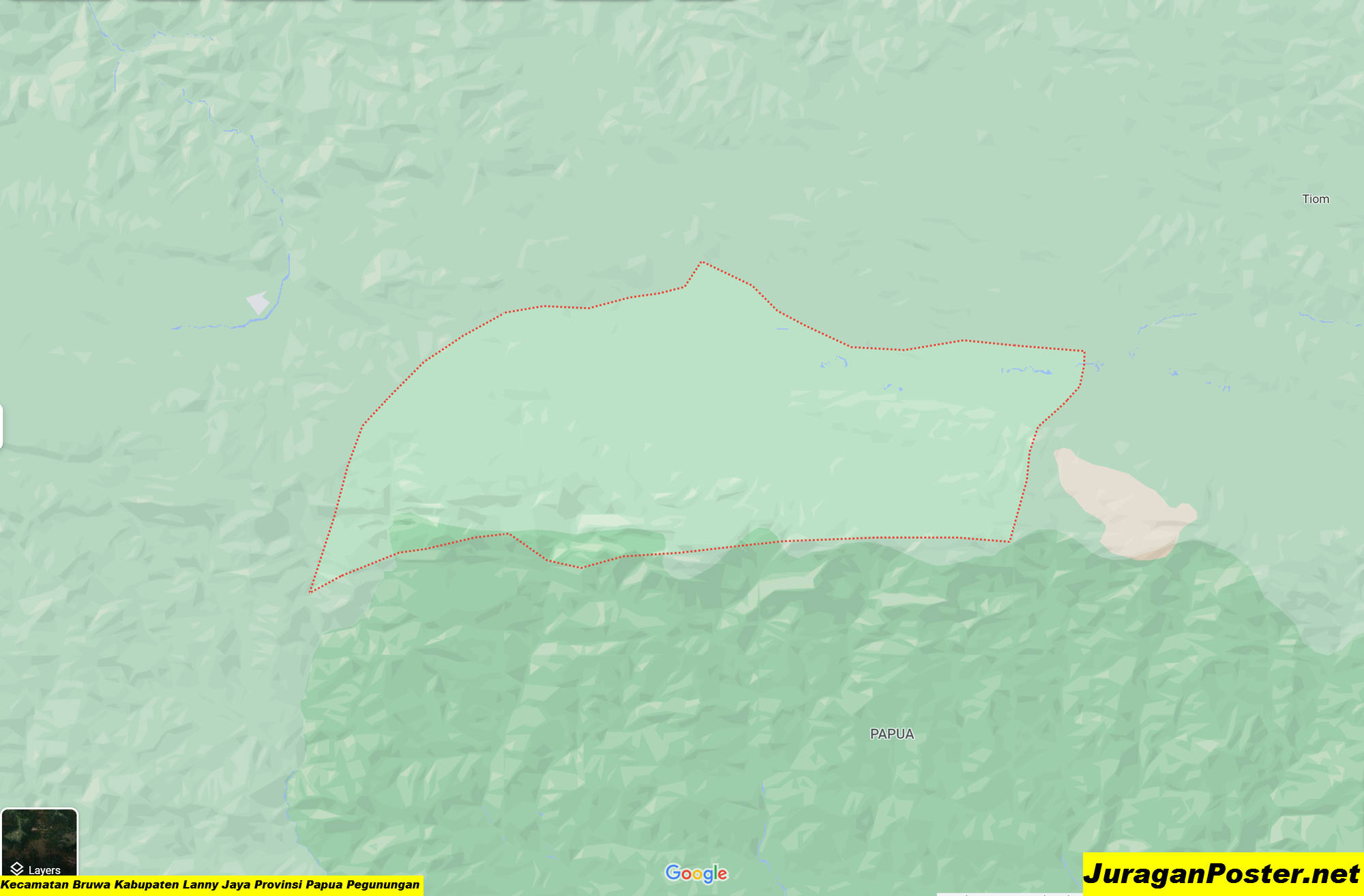 Peta Kecamatan Bruwa Kabupaten Lanny Jaya Provinsi Papua Pegunungan