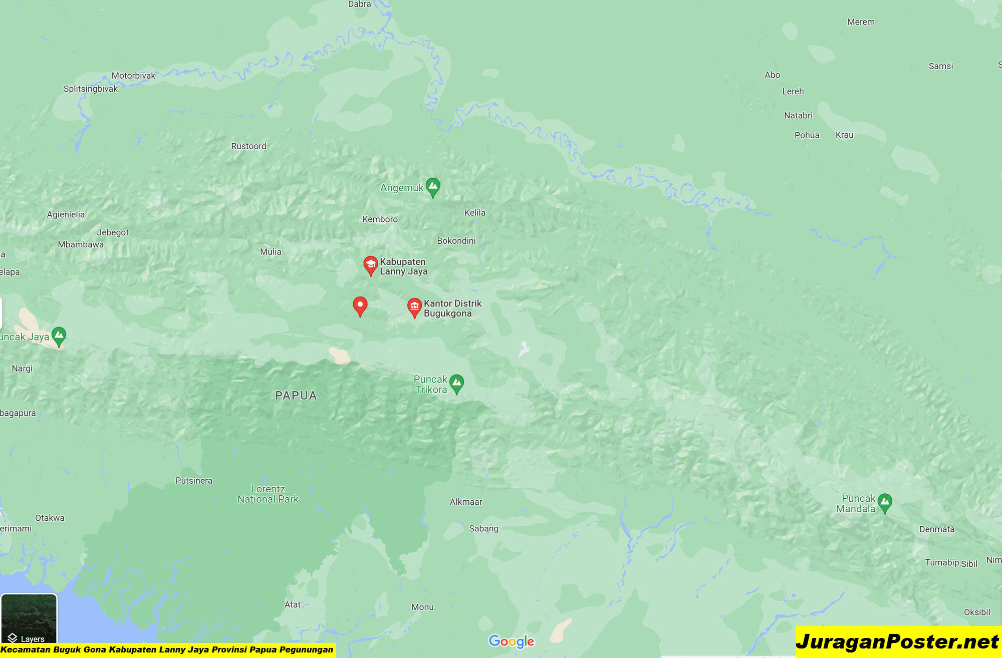 Peta Kecamatan Buguk Gona Kabupaten Lanny Jaya Provinsi Papua Pegunungan