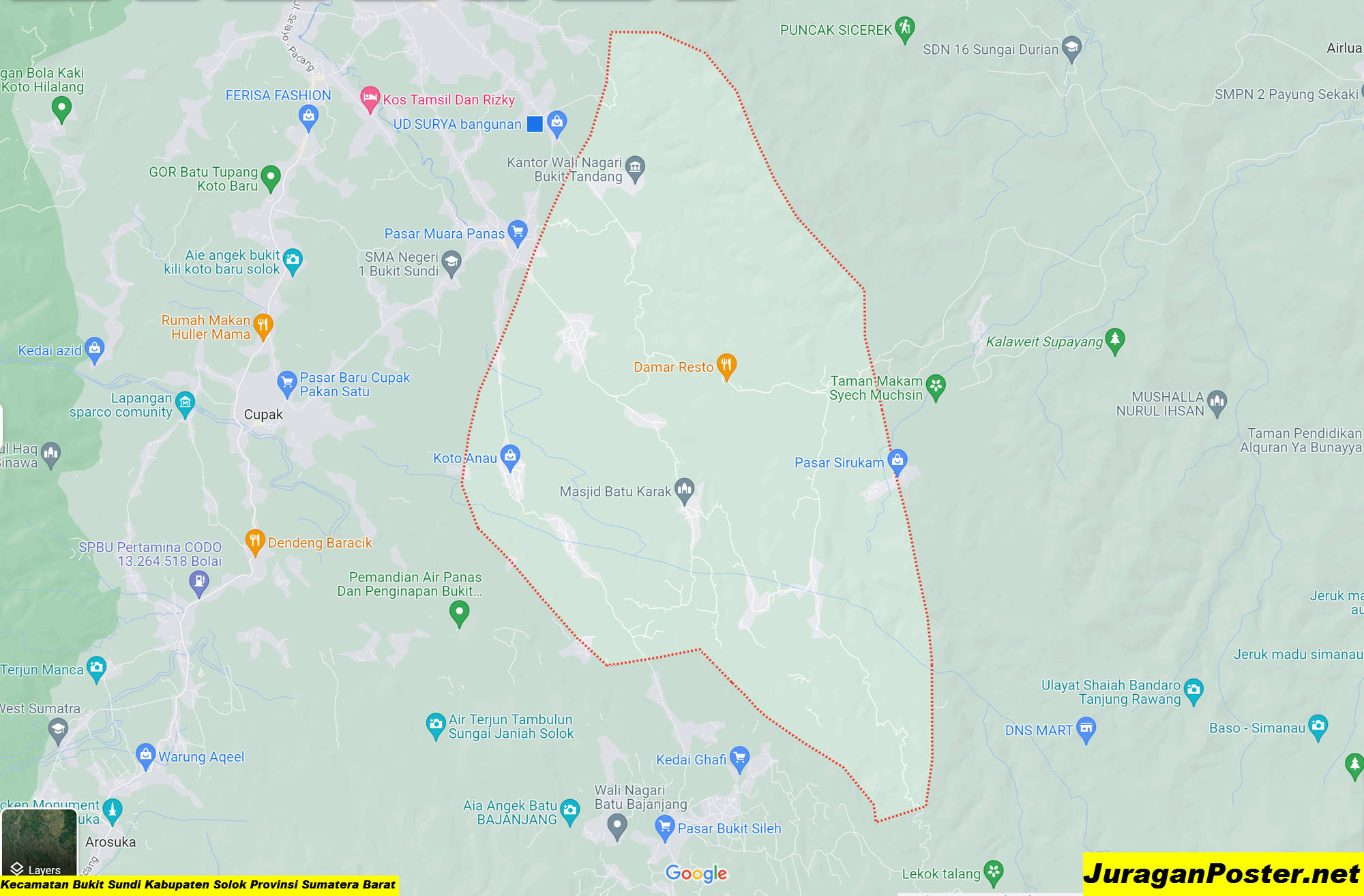 Peta Kecamatan Bukit Sundi Kabupaten Solok Provinsi Sumatera Barat